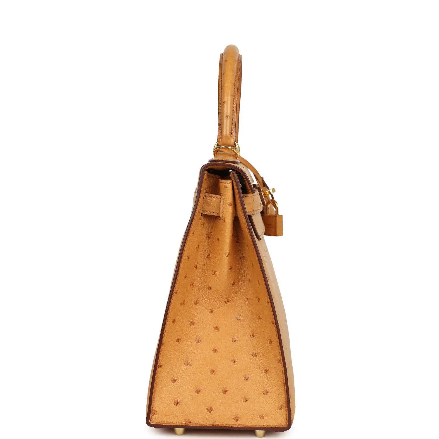 Pre-owned Hermes Kelly Sellier 28 Tabac Camel Ostrich Gold Hardware