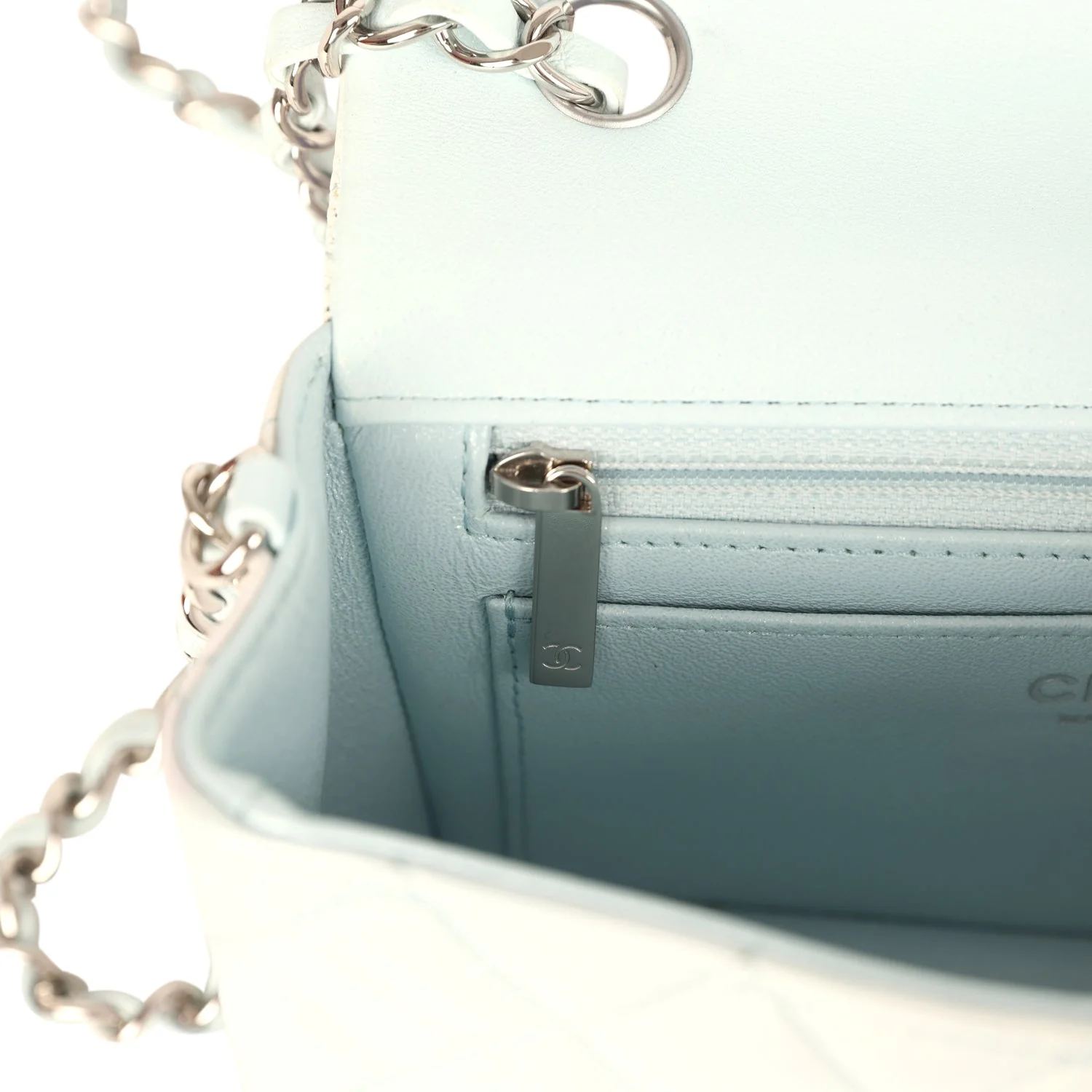 Pre-owned Chanel Mini Classic Rectangular Flap Bag Ombre Purple Iridescent Lambskin Silver Hardware