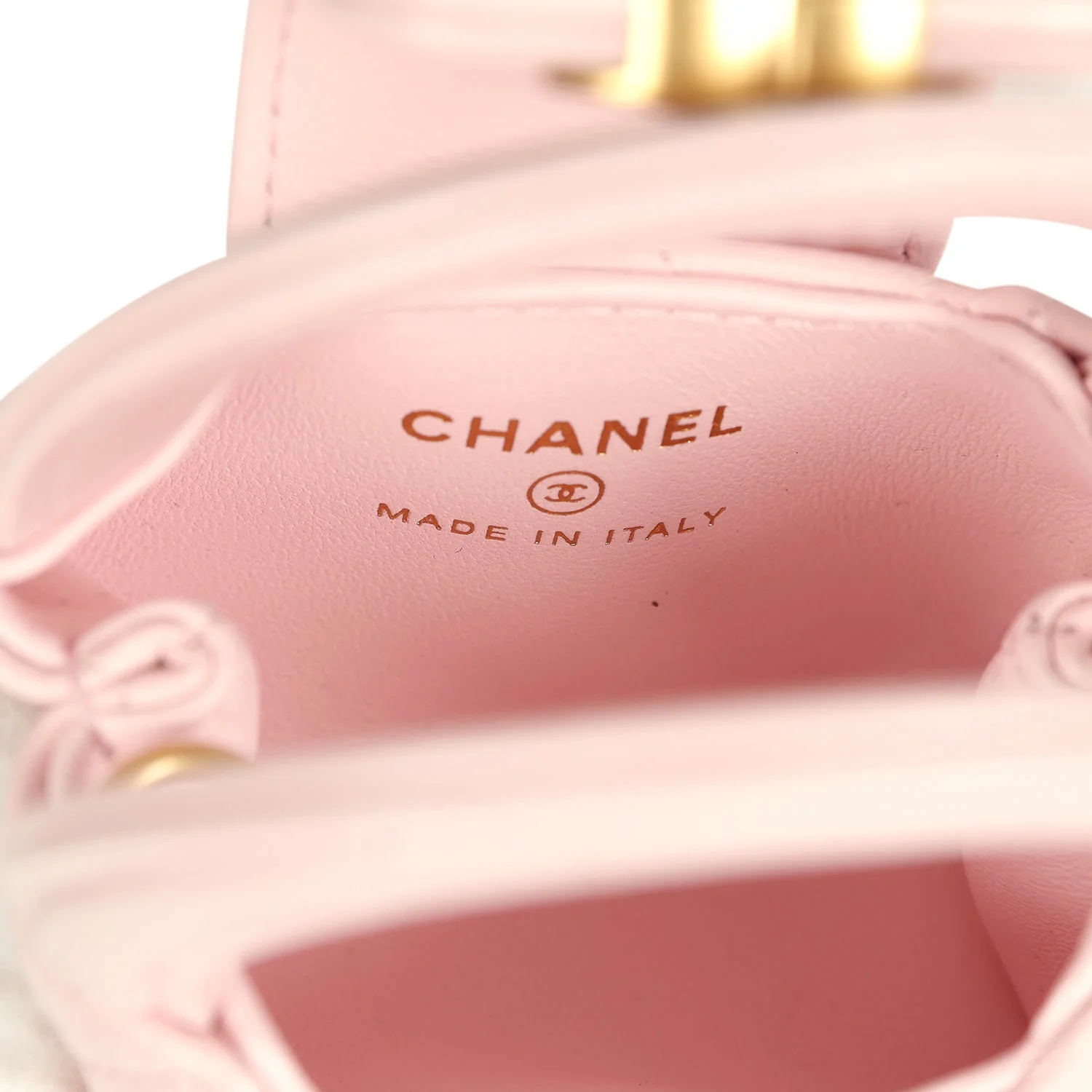 Chanel Nano Kelly Bag Charm Light Pink Shiny Lambskin Brushed Gold Hardware