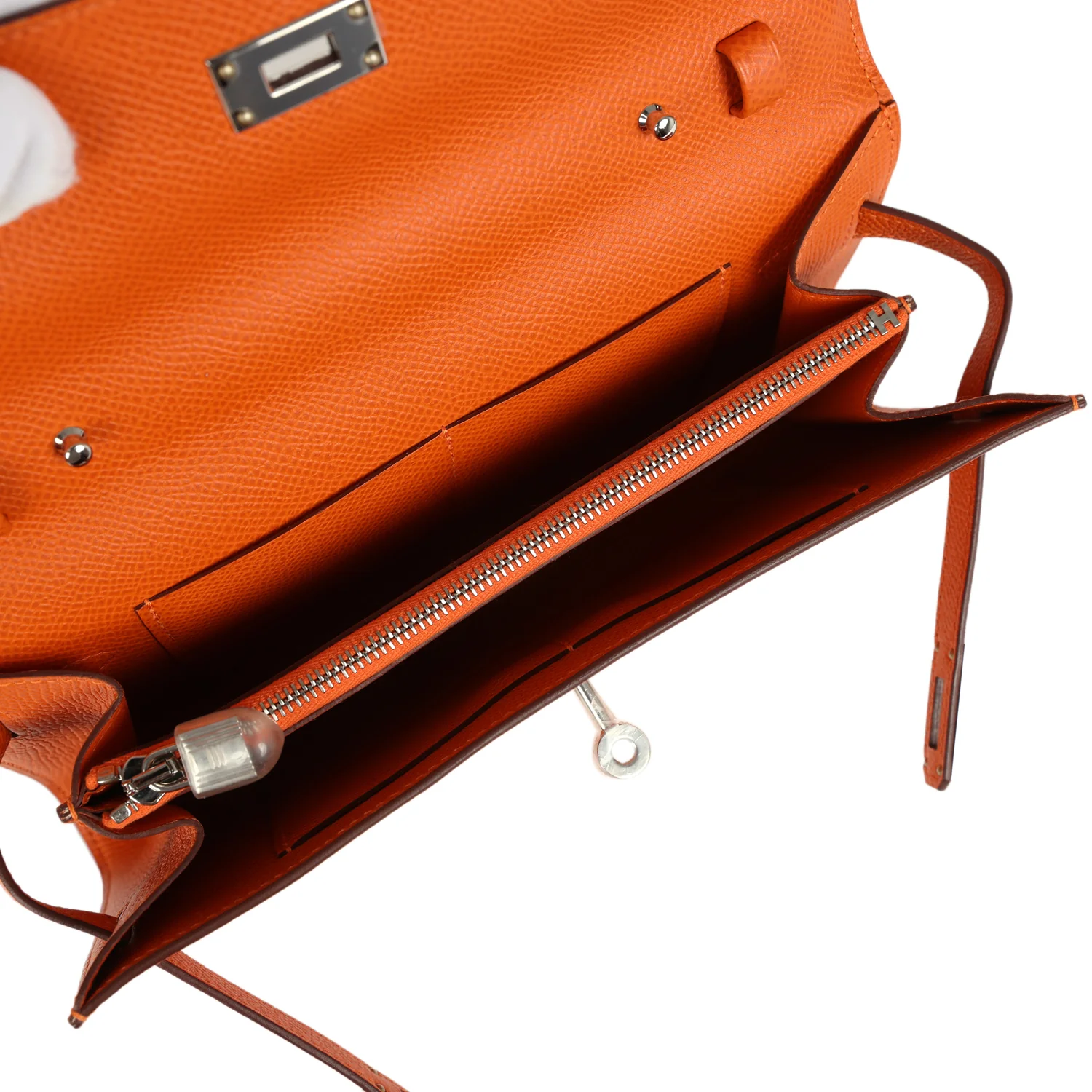 Hermes Kelly Wallet To Go Orange Epsom Palladium Hardware