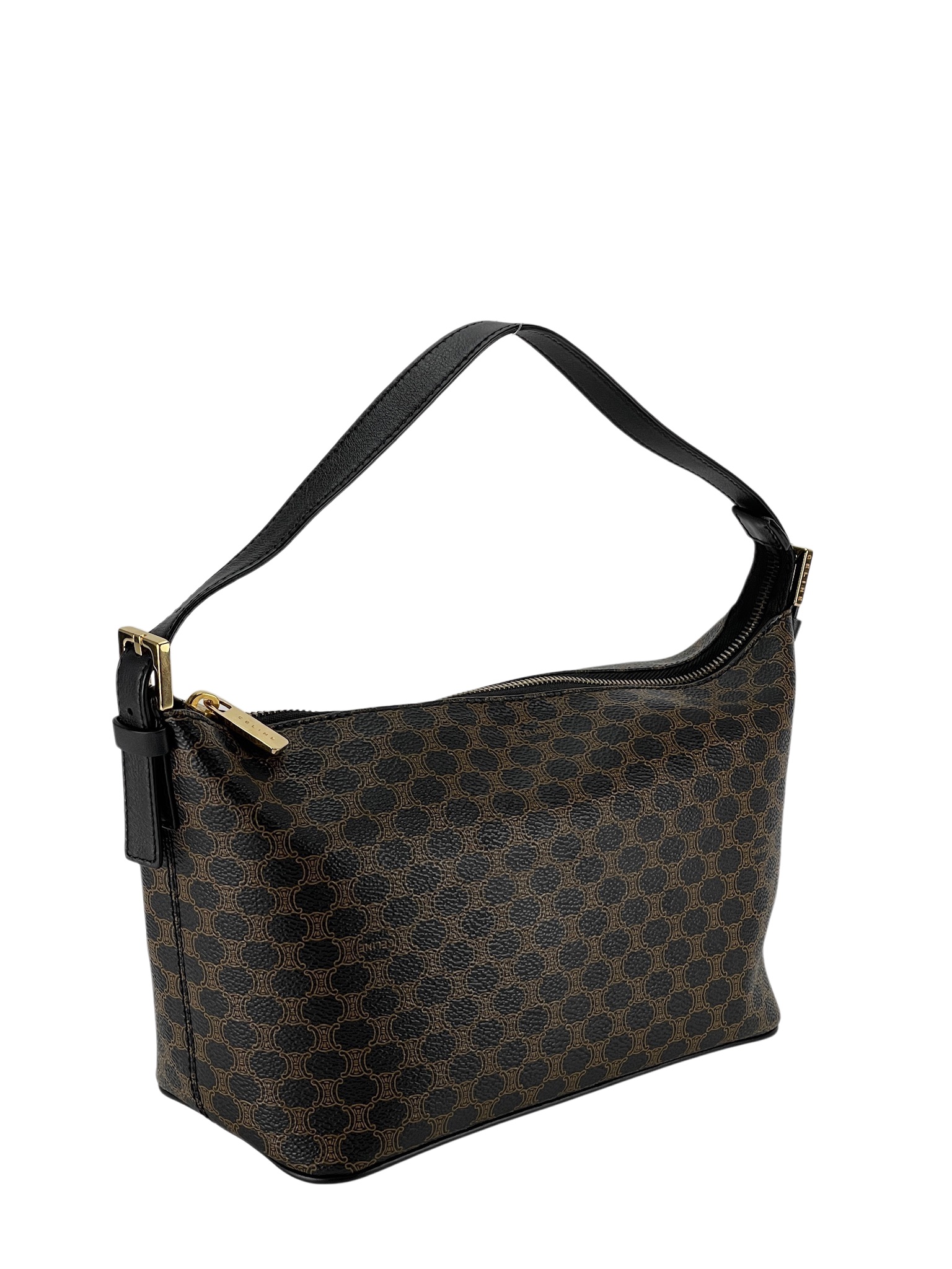 CELINE - Black Brown Macadam Pochette Hobo Bag