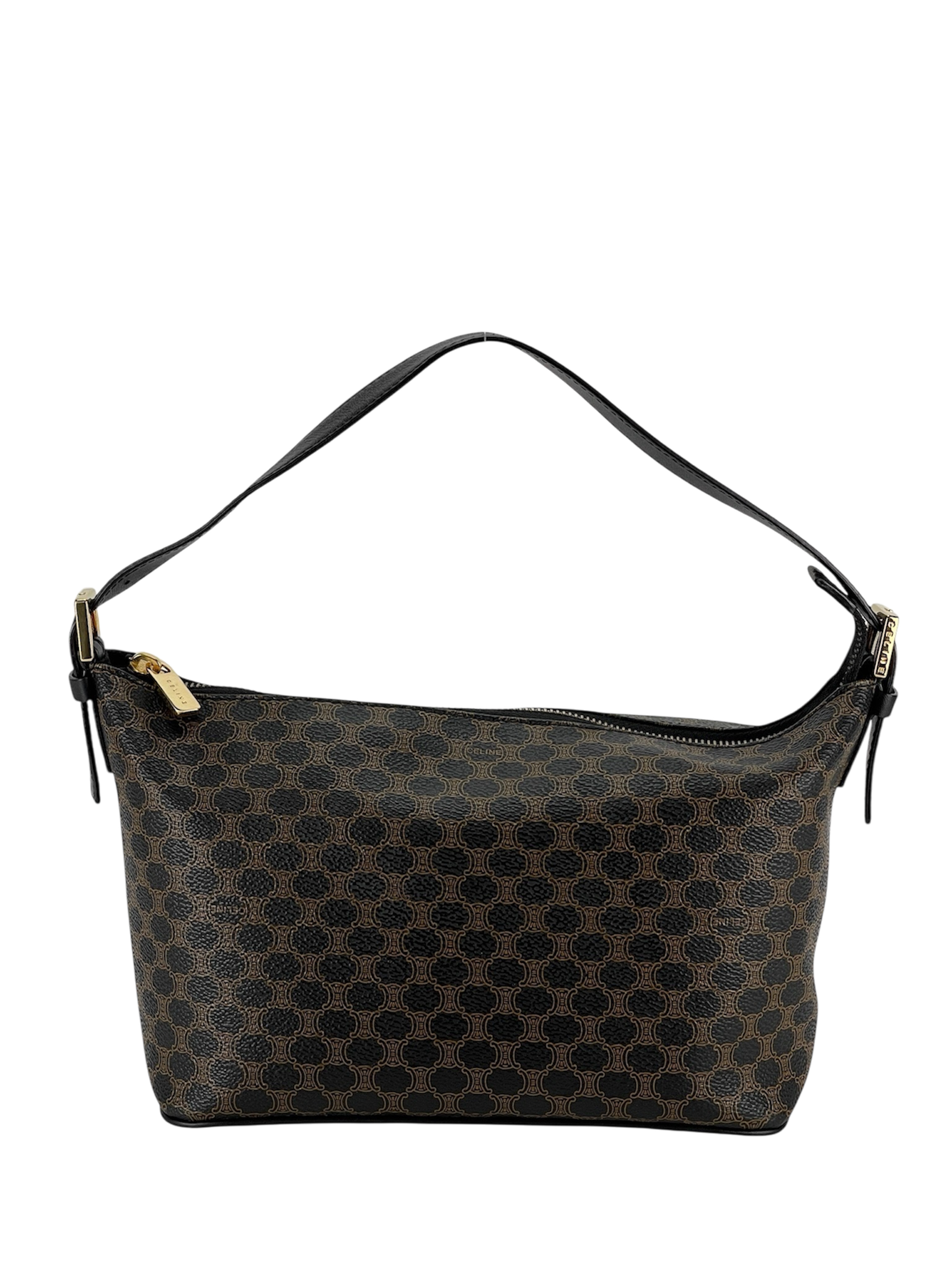 CELINE - Black Brown Macadam Pochette Hobo Bag