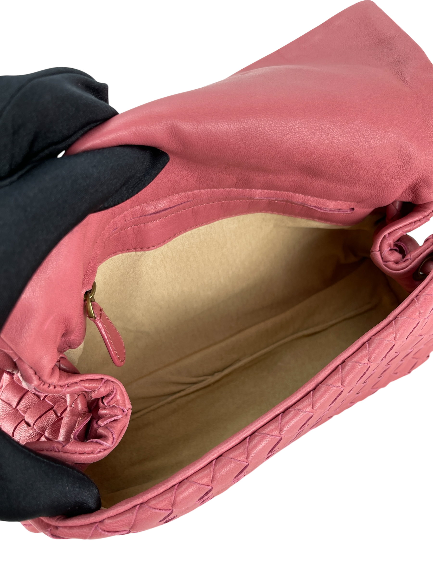 BOTTEGA VENETA - Pink Lambskin Intrecciato One Shoulder bag