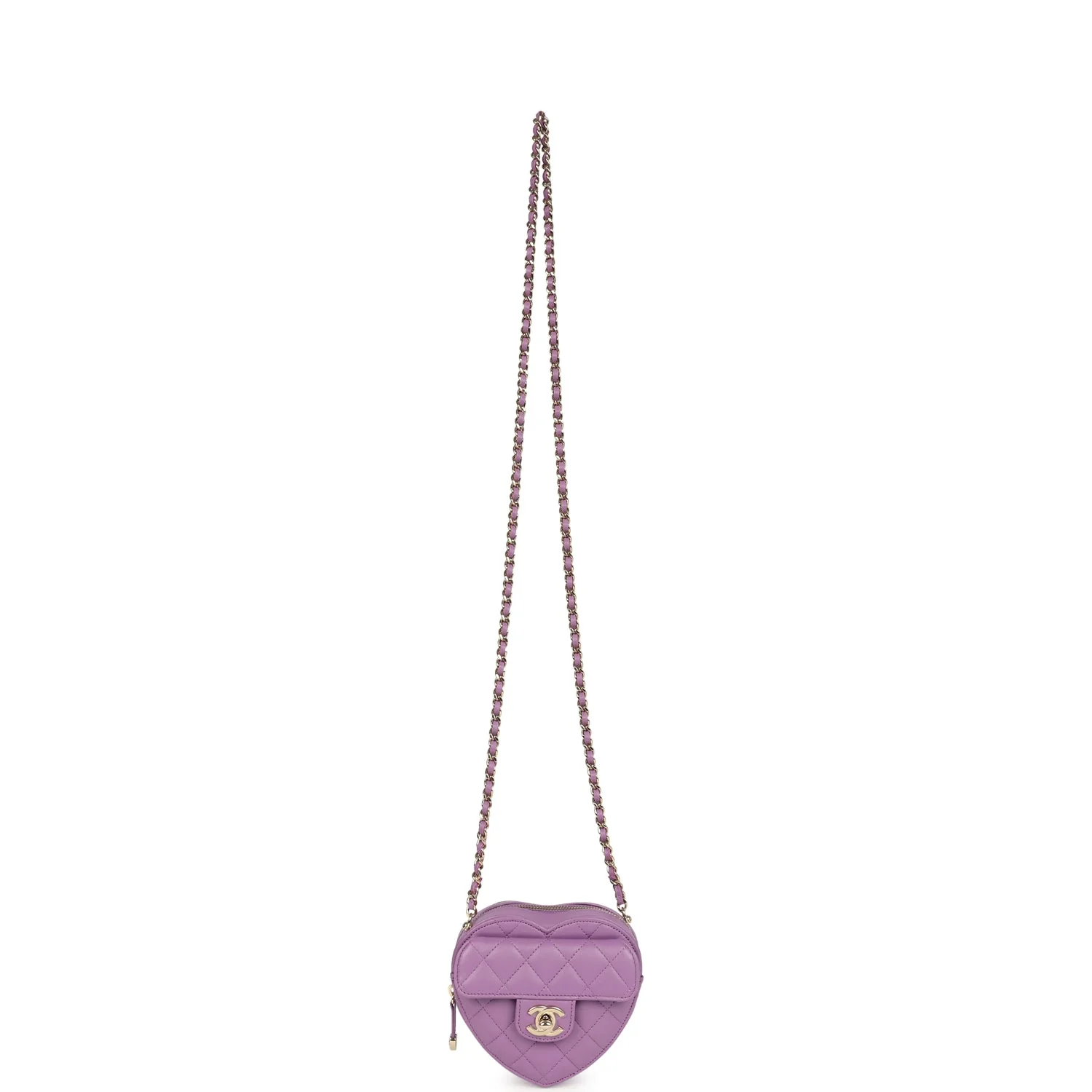 Chanel CC In Love Small Heart Bag with Chain Purple Lambskin Light Gold Hardware