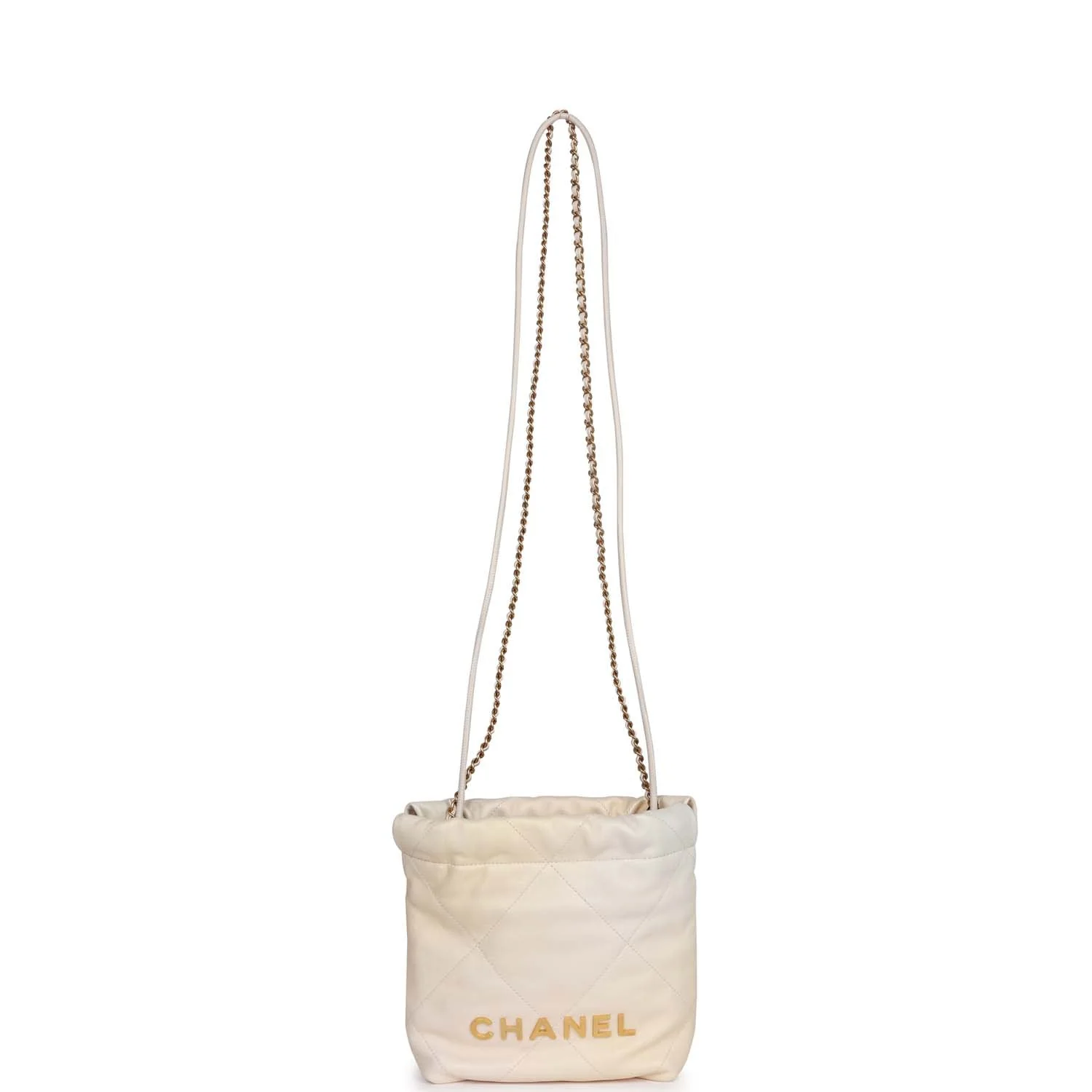 Chanel Mini 22 Bag Champagne Iridescent Calfskin Gold Hardware