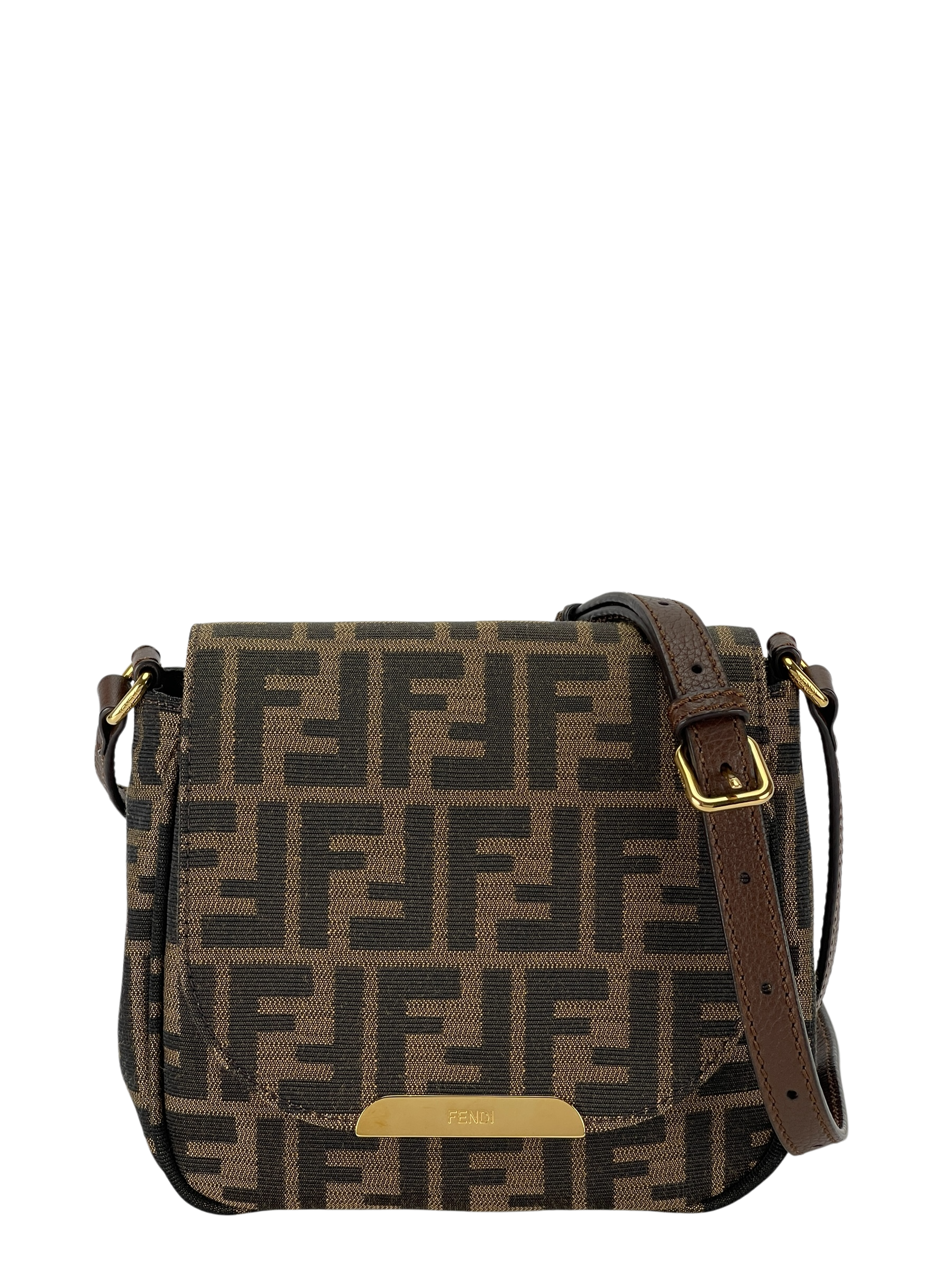 FENDI - Brown Zucca Canvas Crossbody Bag