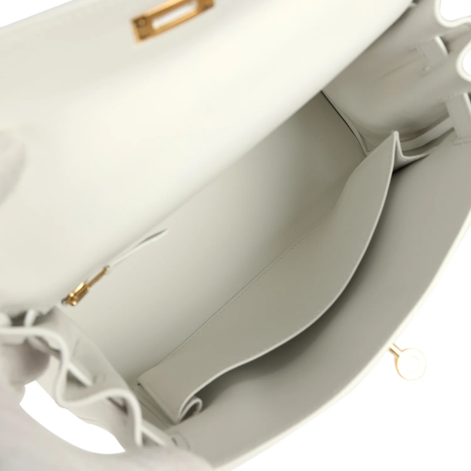 Hermes Kelly Retourne 25 New White Swift Gold Hardware
