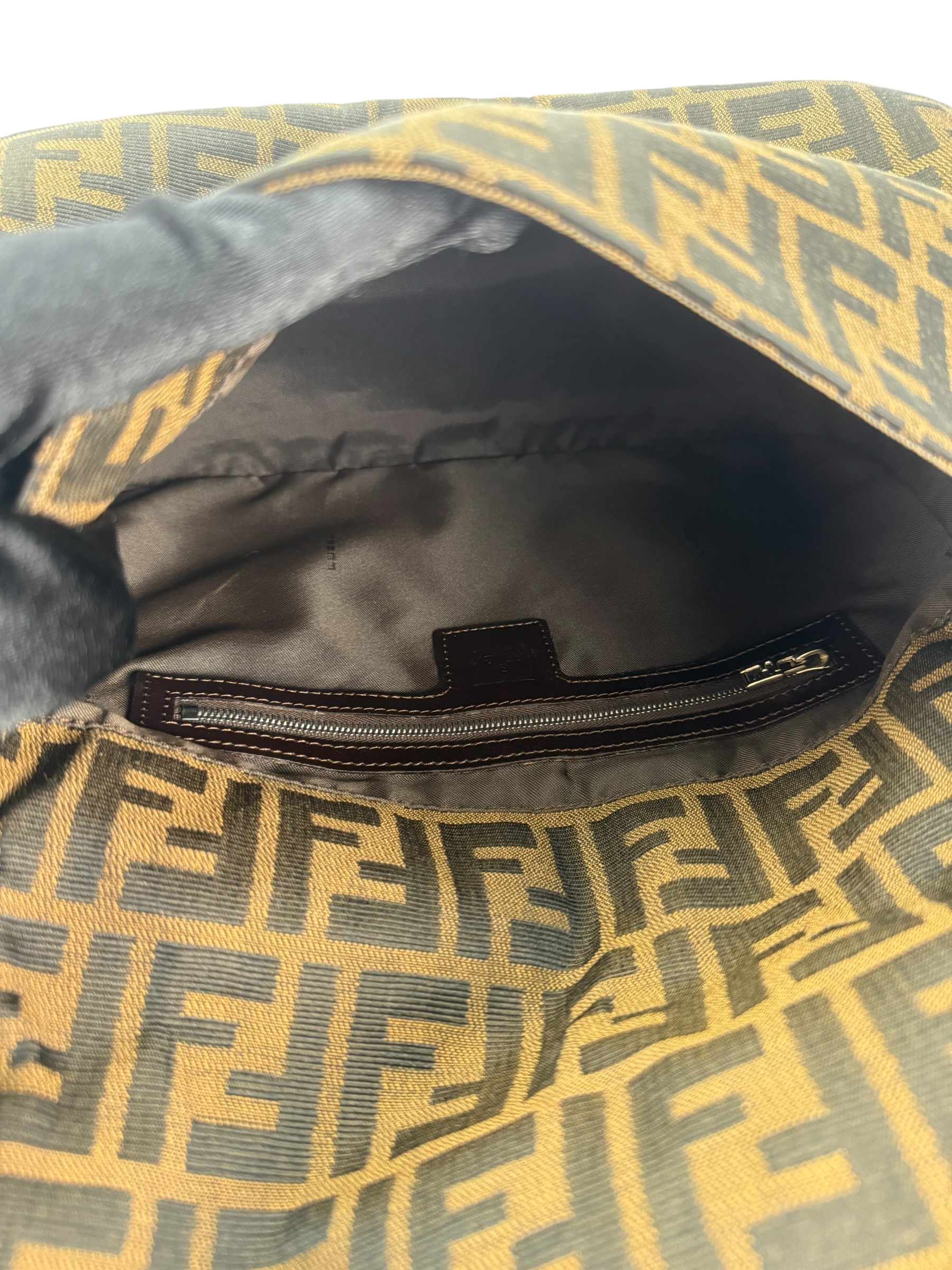 FENDI - Brown Zucca Mamma Baguette Handbag Silver Hardware