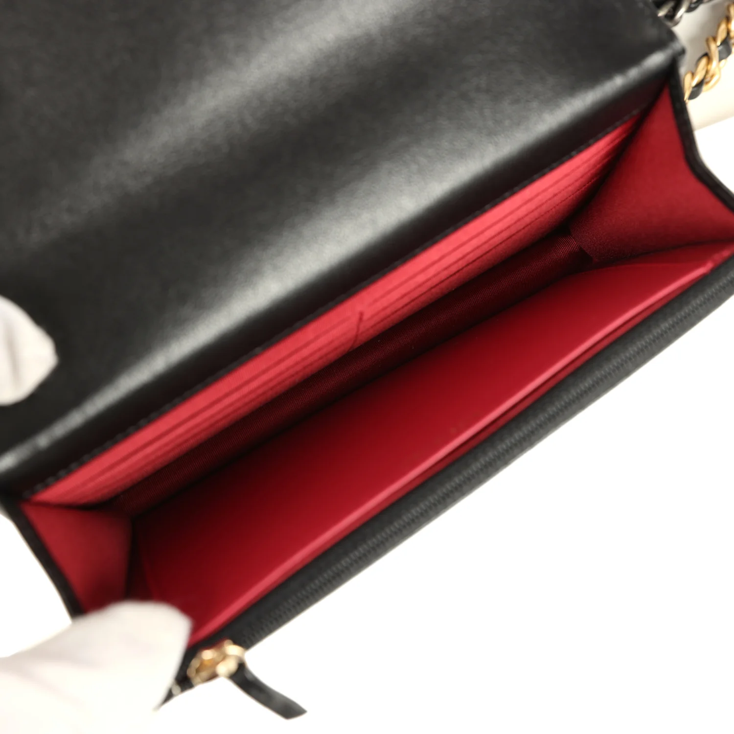 Chanel 19 Wallet On Chain Black Shiny Lambskin Mixed Metal Hardware