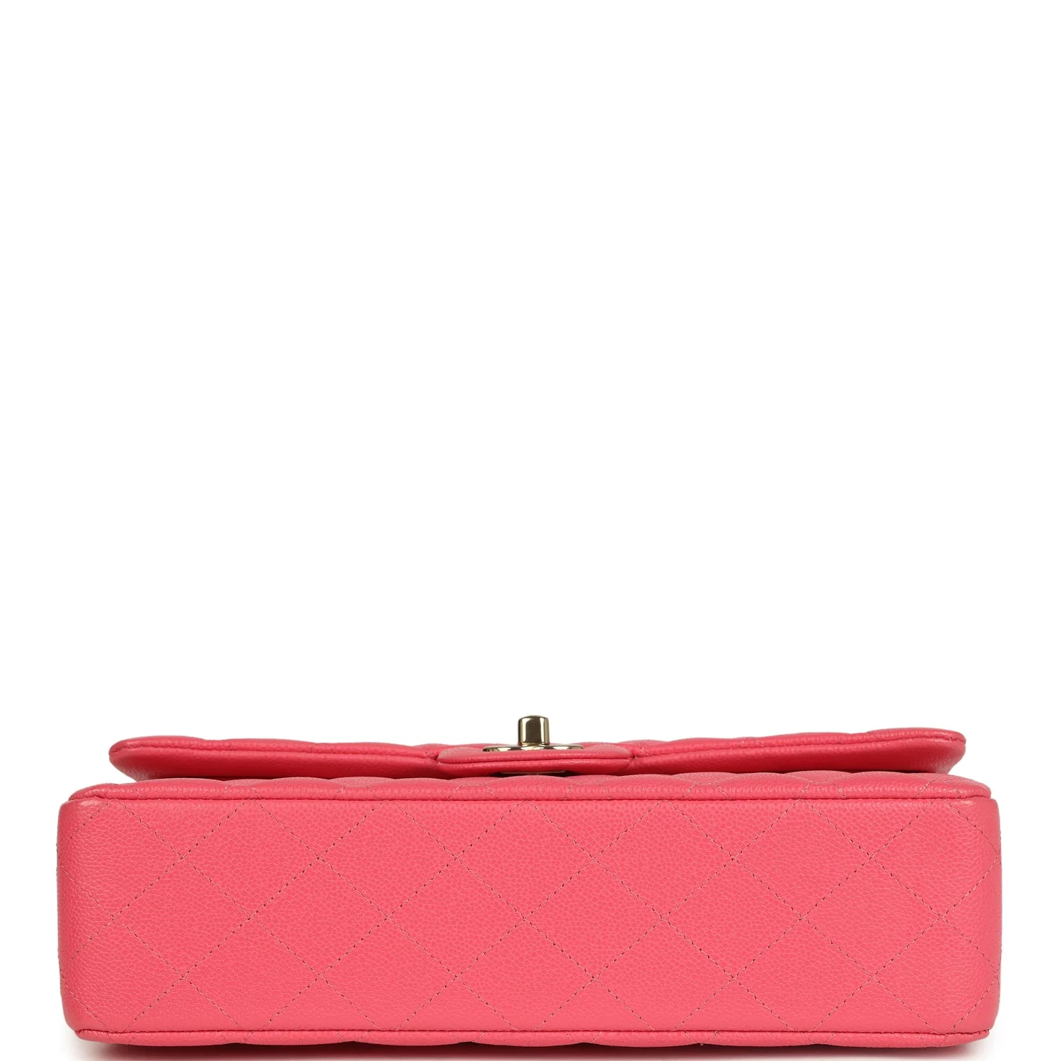 Pre-owned Chanel Medium Classic Double Flap Bag Dark Pink Shiny Caviar Gold Hardware