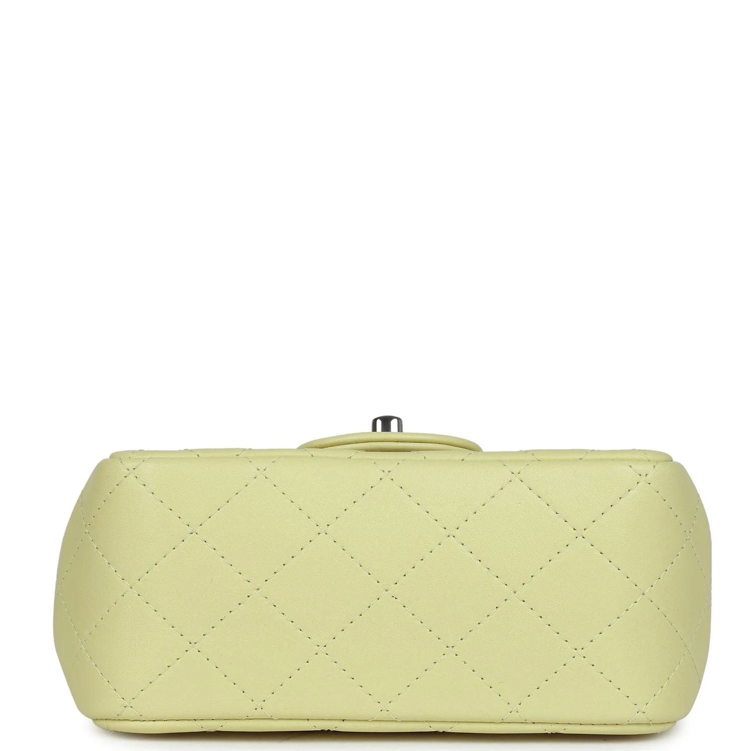 Chanel Mini Square Flap Bag Lime Lambskin Silver Hardware