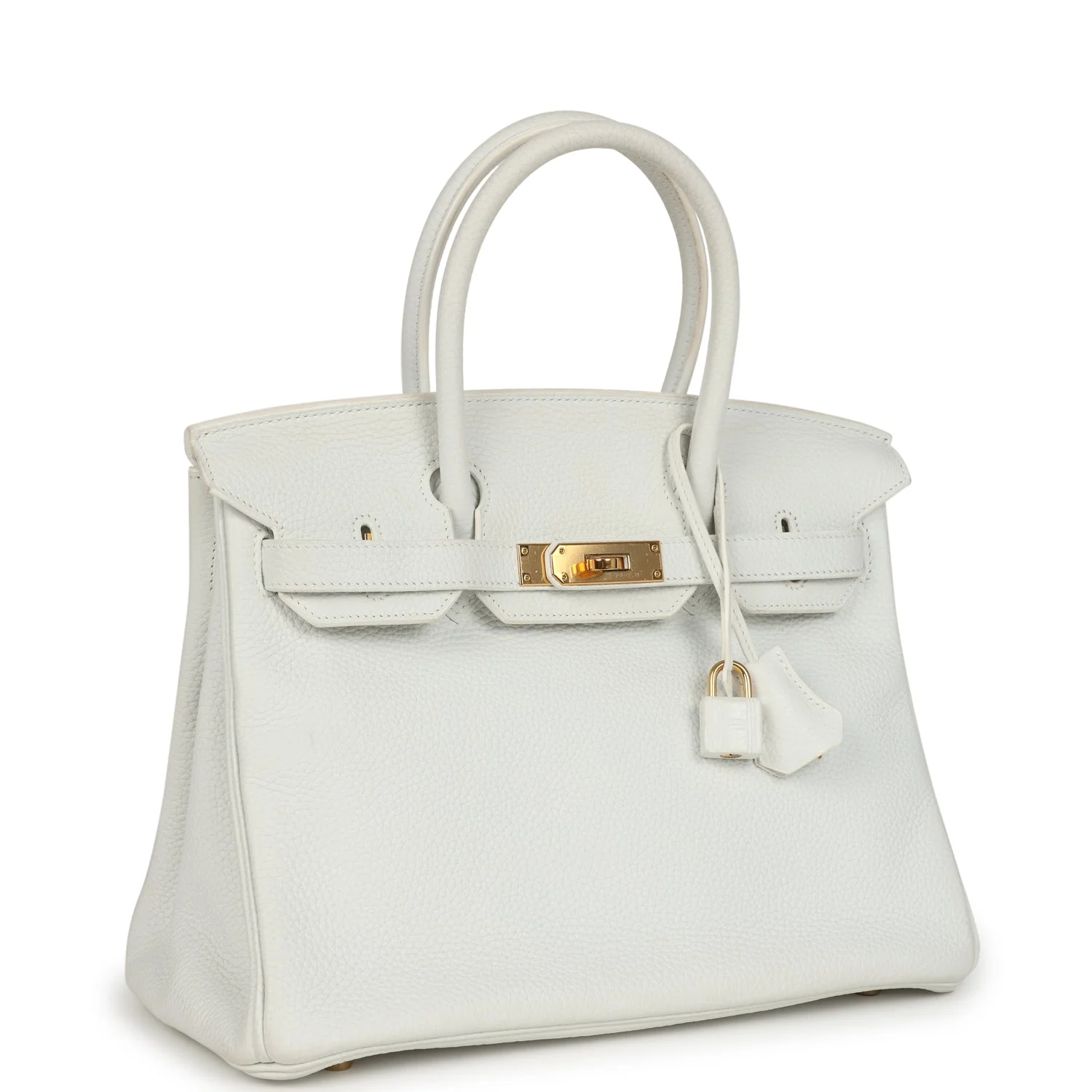 Pre-owned Hermès Birkin 30 White Clemence Gold Hardware