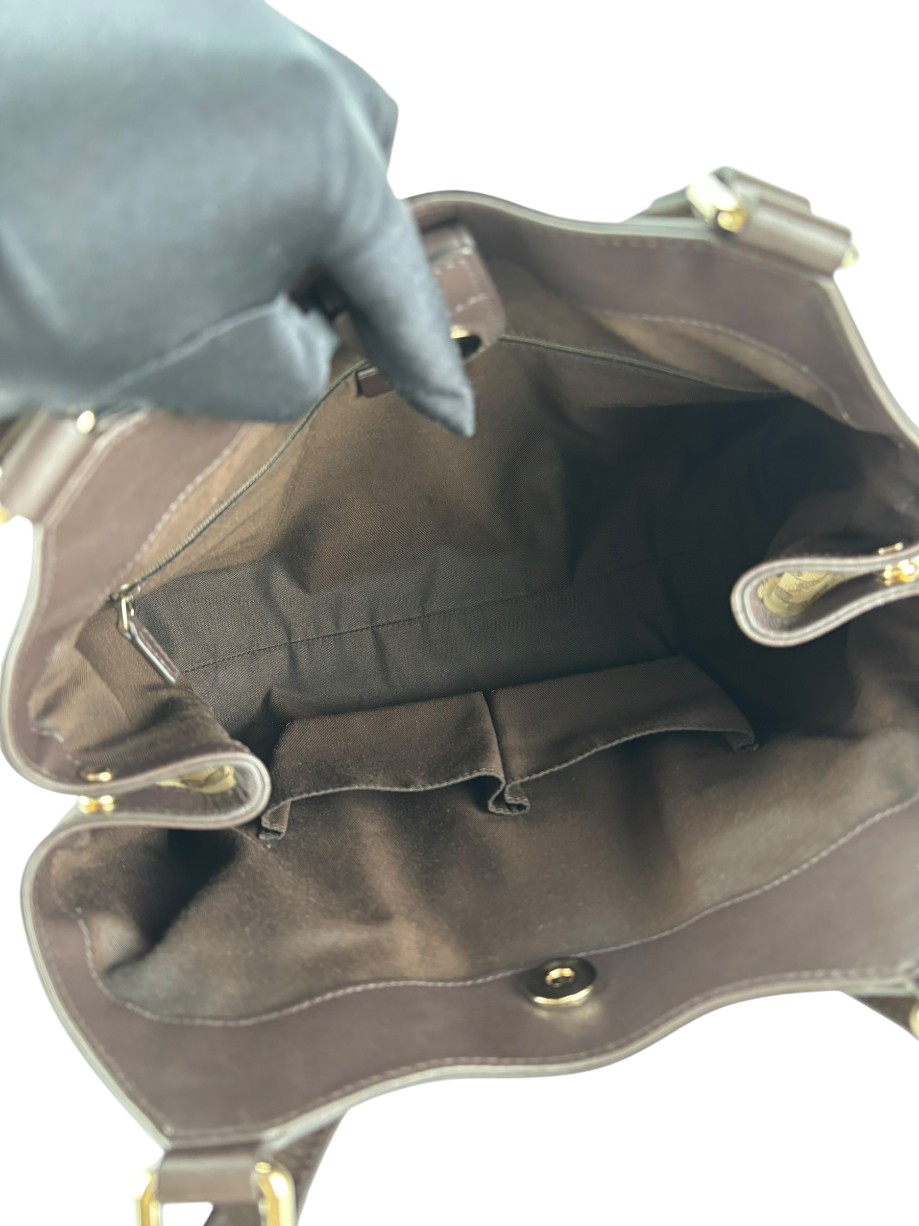 GUCCI - Brown Beige GG Tote Bag Shoulder Bag