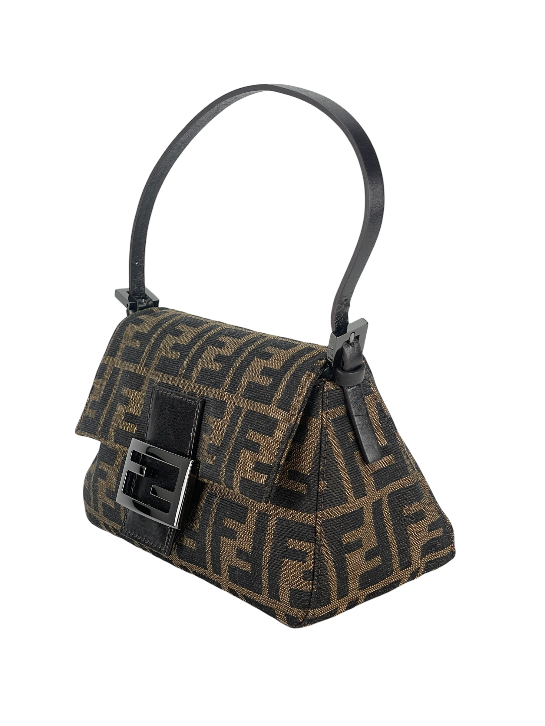FENDI - Brown Zucca Baguette Handbag Silver Hardware