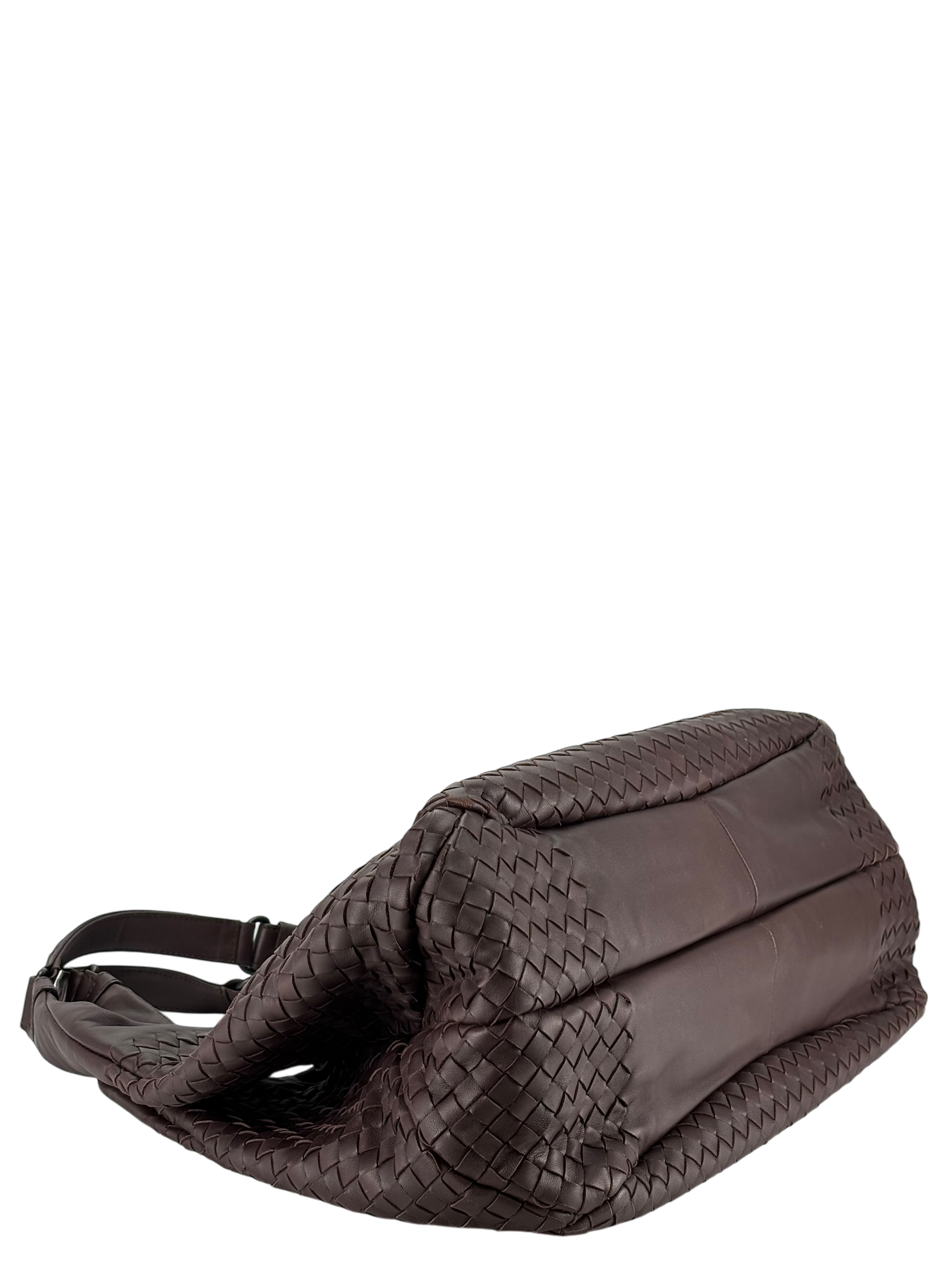 BOTTEGA VENETA - Dark Red Lambskin Campana Leather HandBag