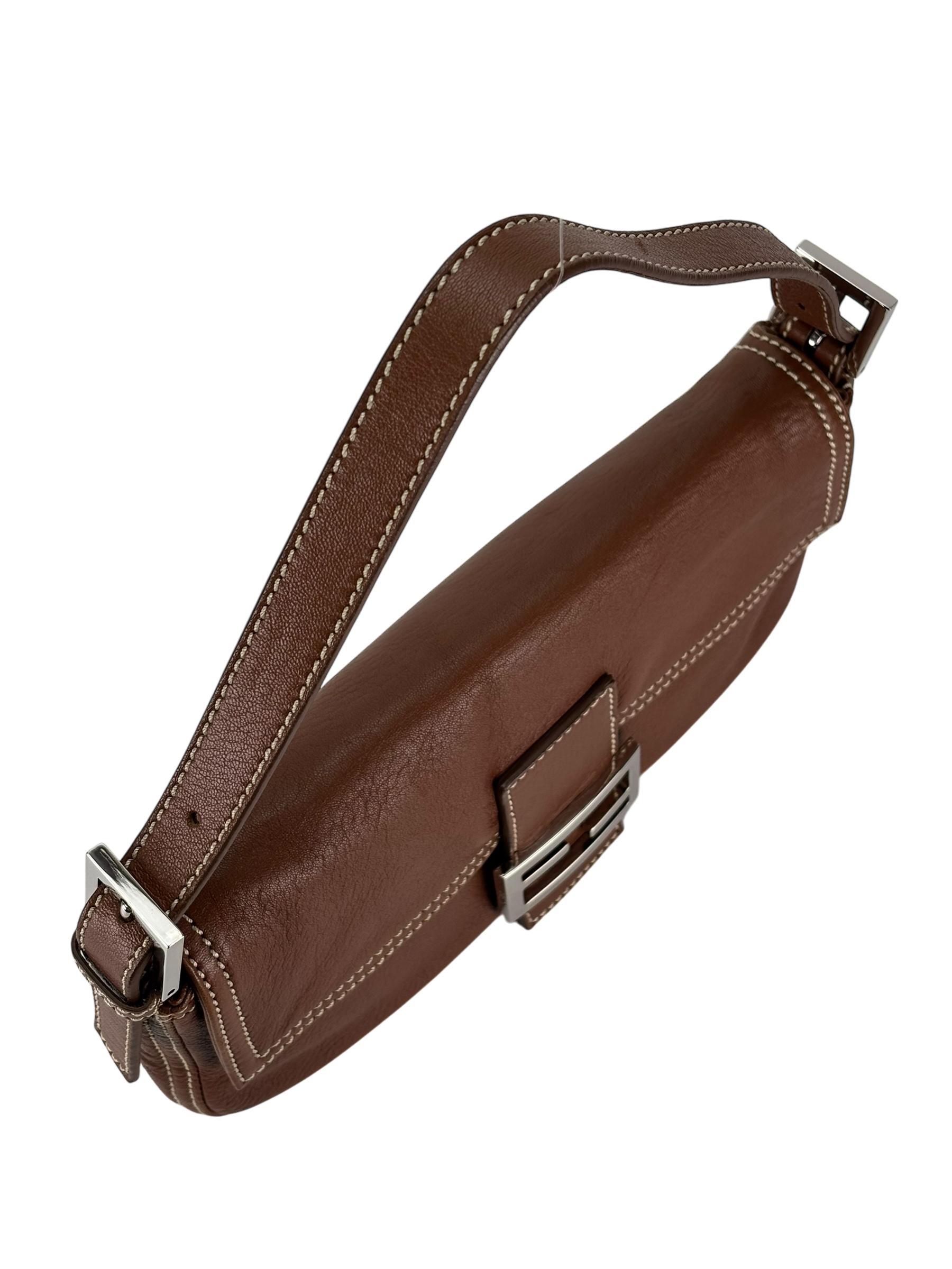 FENDI - Baguette Brown Calfskin Handbag