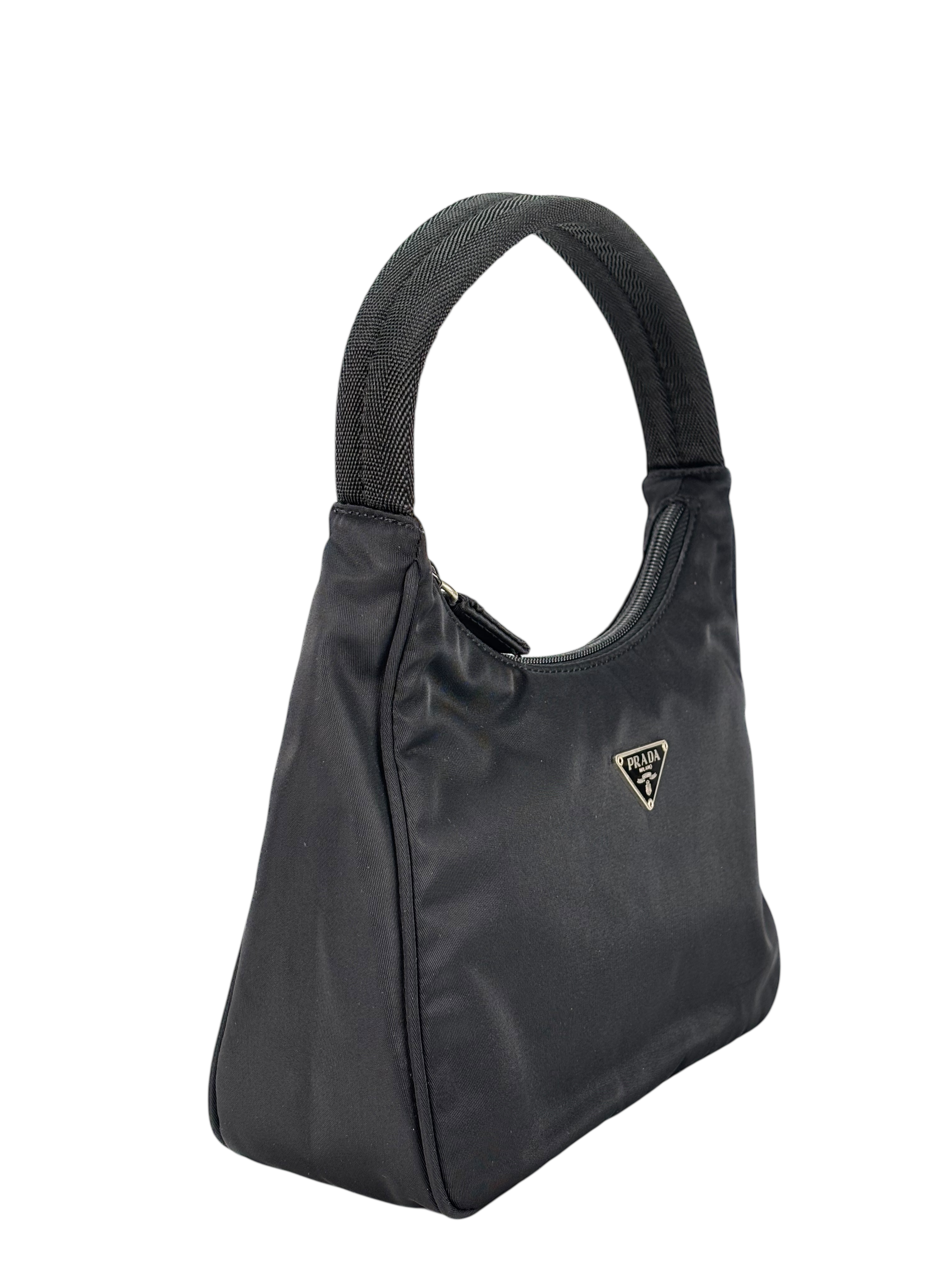 PRADA - Black Nylon Hobo Bag