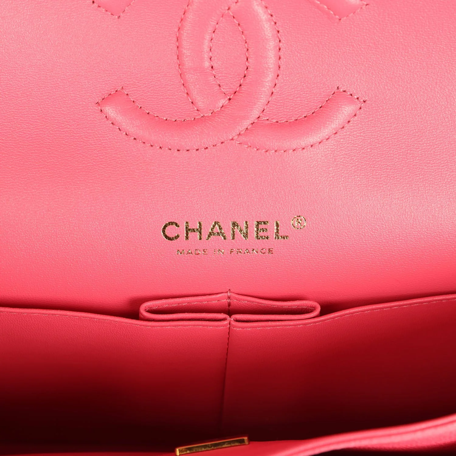 Pre-owned Chanel Medium Classic Double Flap Bag Dark Pink Shiny Caviar Gold Hardware