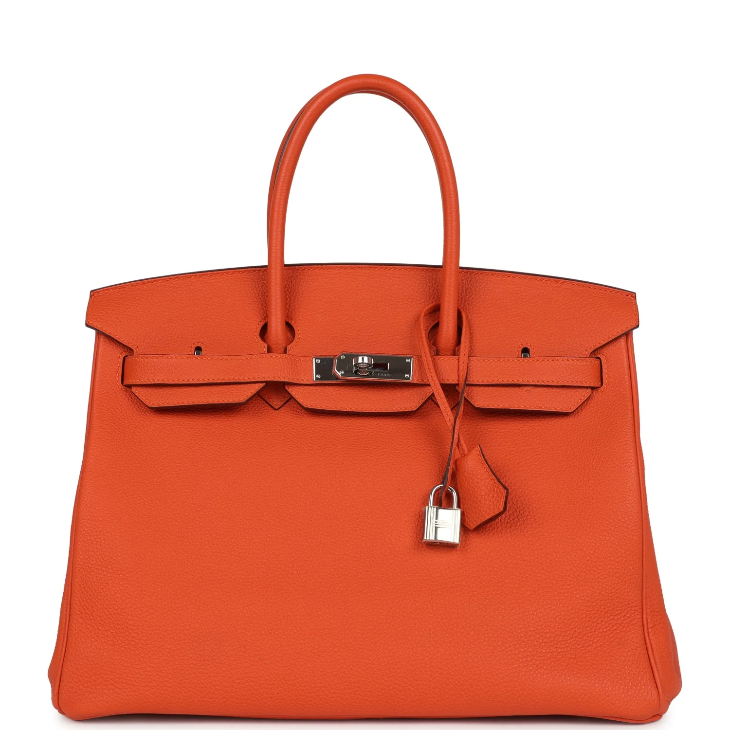 Pre-owned Hermes Birkin 35 Orange Togo Palladium Hardware