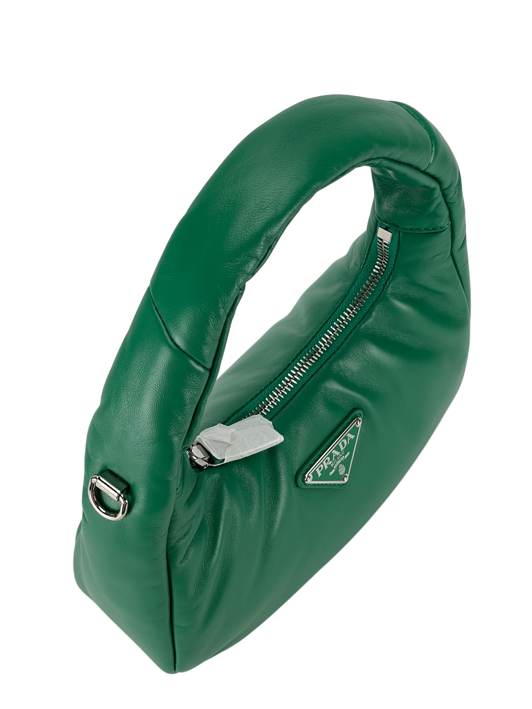 PRADA - Soft Padded Nappa Green Leather Mini