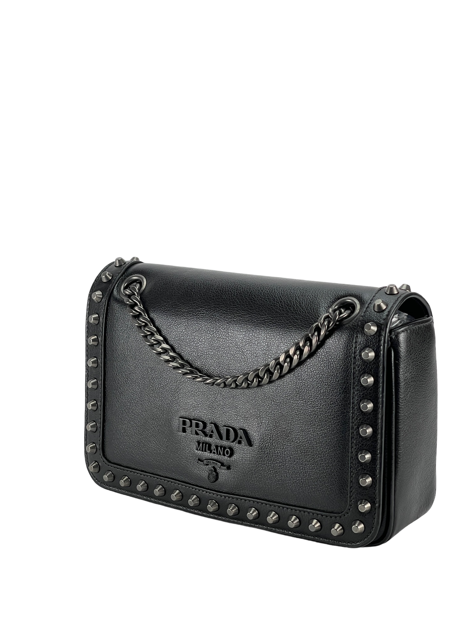 PRADA - Pattina Glace Studded Bag