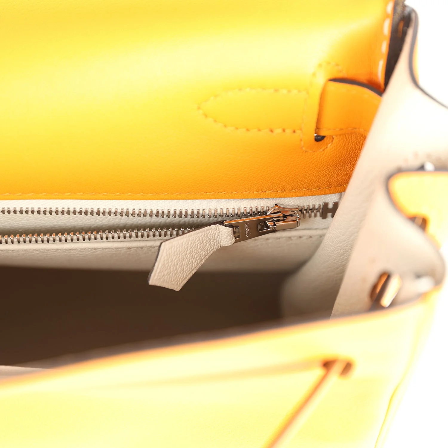 Hermes Special Order (HSS) Kelly Retourne 28 Jaune D'Or Swift Brushed Palladium Hardware