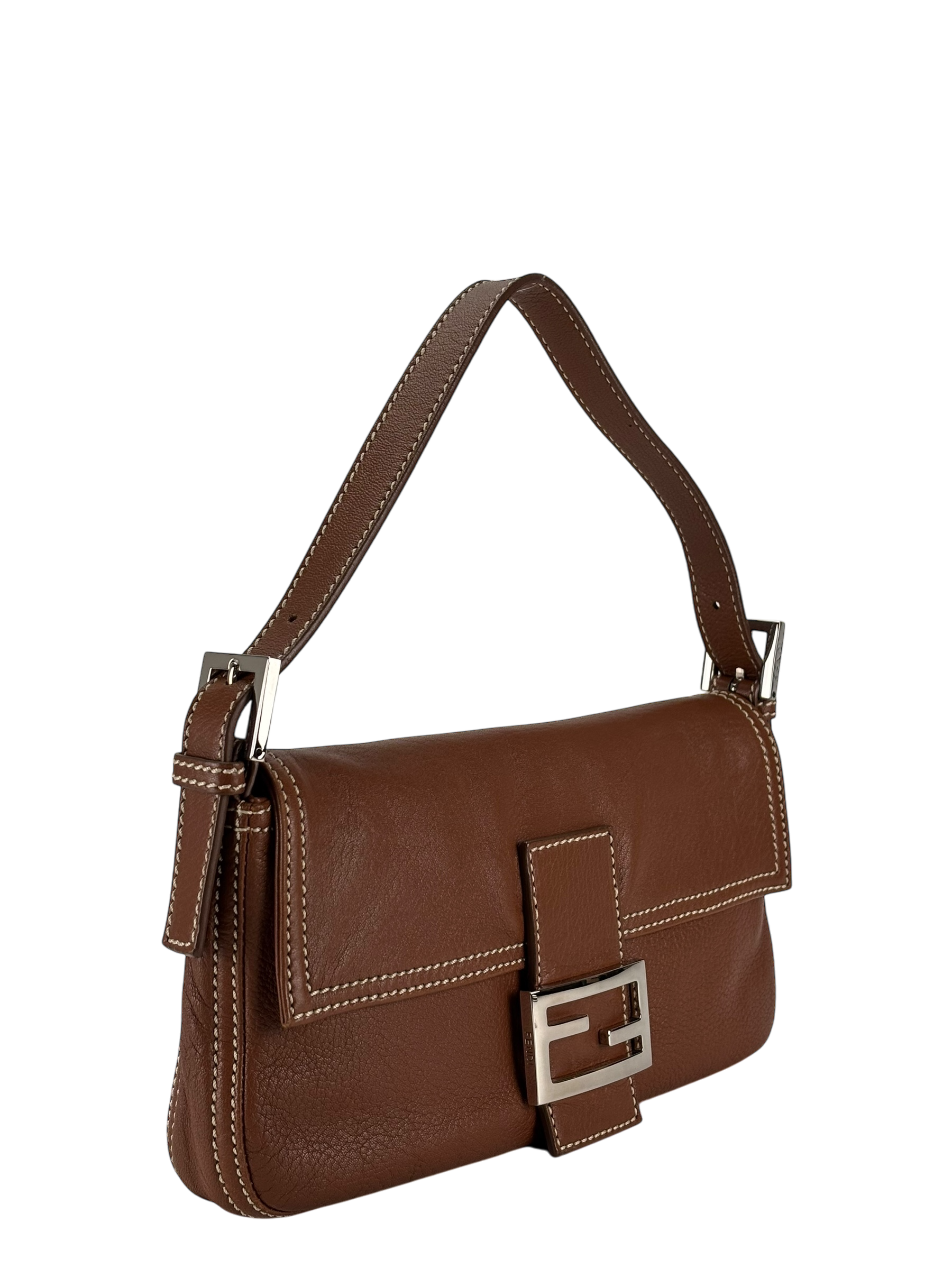 FENDI - Baguette Brown Calfskin Handbag