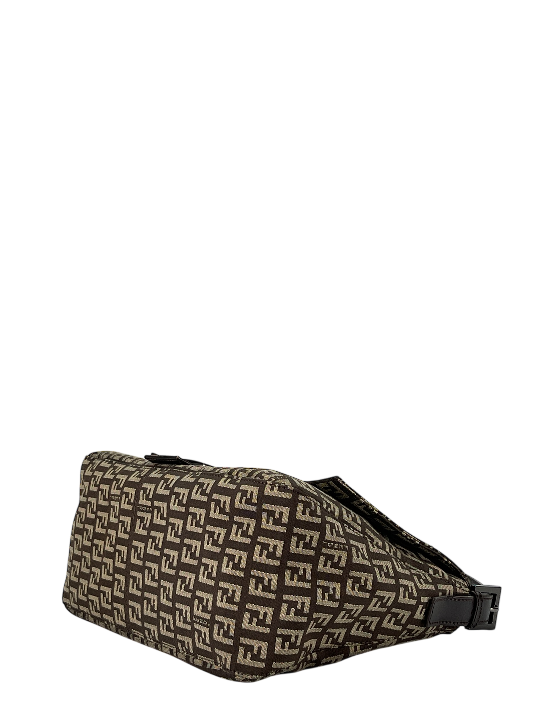 FENDI - Brown Canvas Zucca Mamma Baguette Handbag Silver Hardware