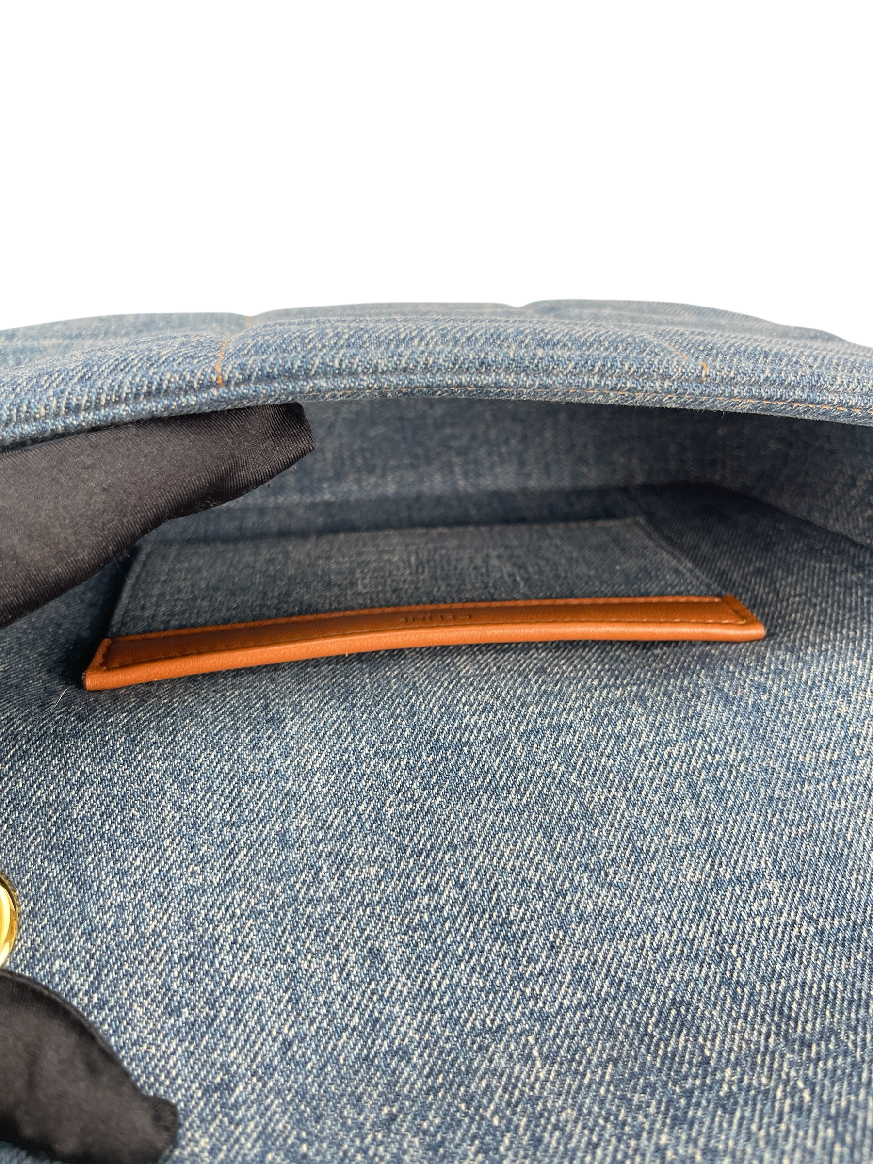 CELINE - Denim Matelasse Logo Shoulder Bag Gold Hardware