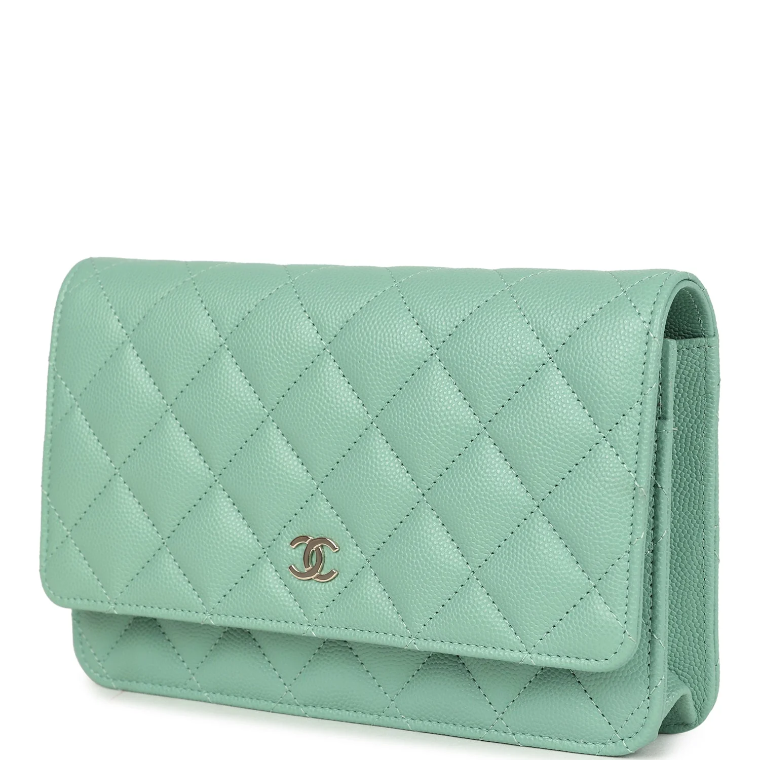 Chanel Wallet On Chain WOC Light Green Caviar Light Gold Hardware
