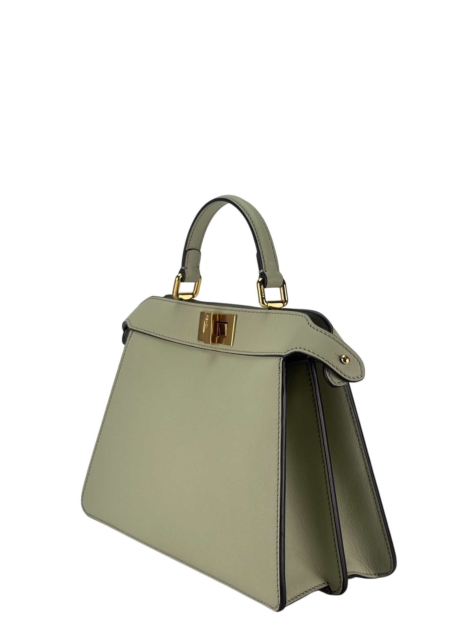 FENDI - Peekaboo Soft Small Green Tea Calfskin Leather bag Gold Hardware