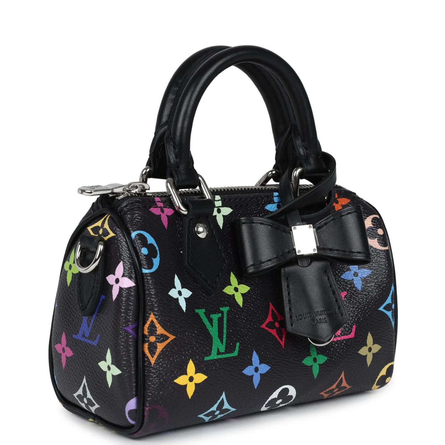 Louis Vuitton X Murakami Nano Speedy Bag Black Multicolor Monogram Gold Hardware