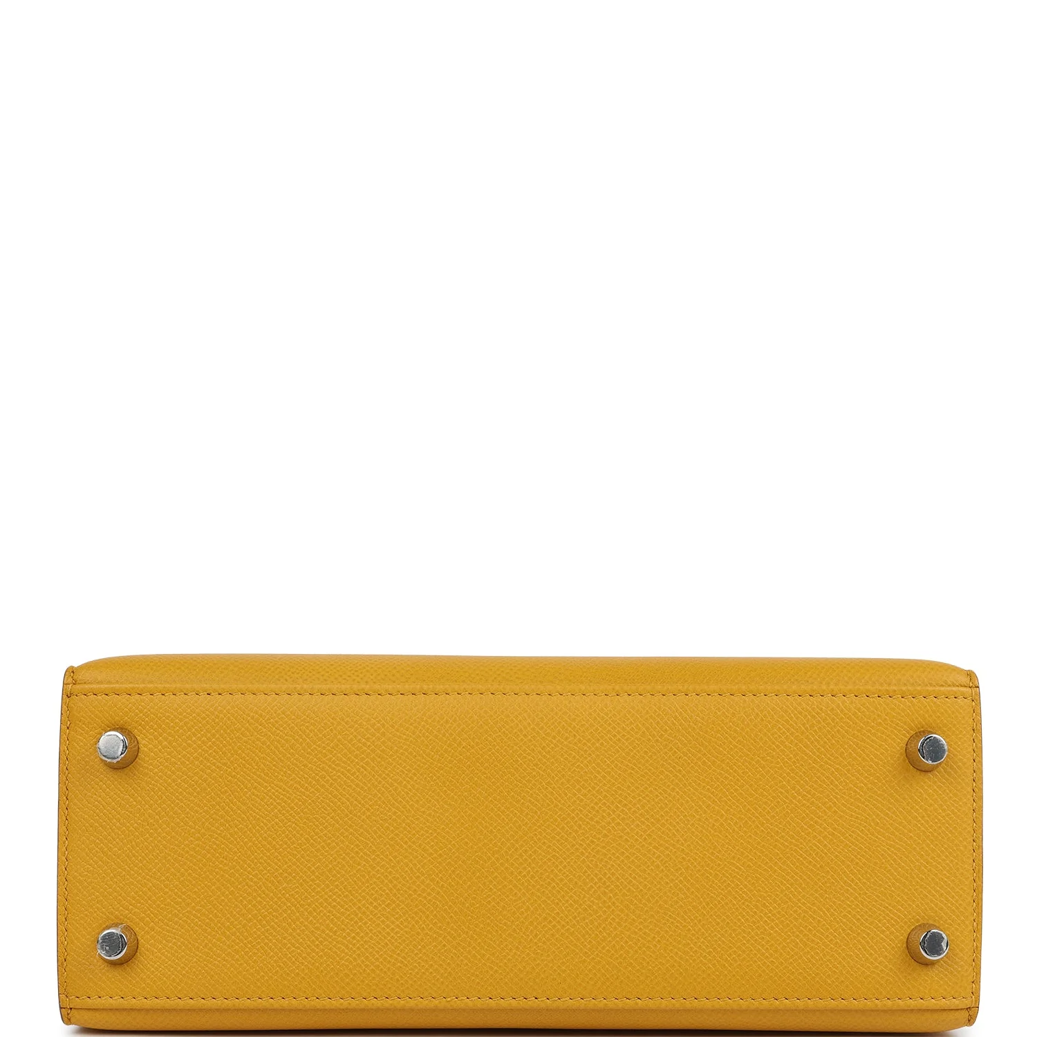 Pre-owned Hermes Kelly Sellier 25 Jaune Ambre Epsom Palladium Hardware