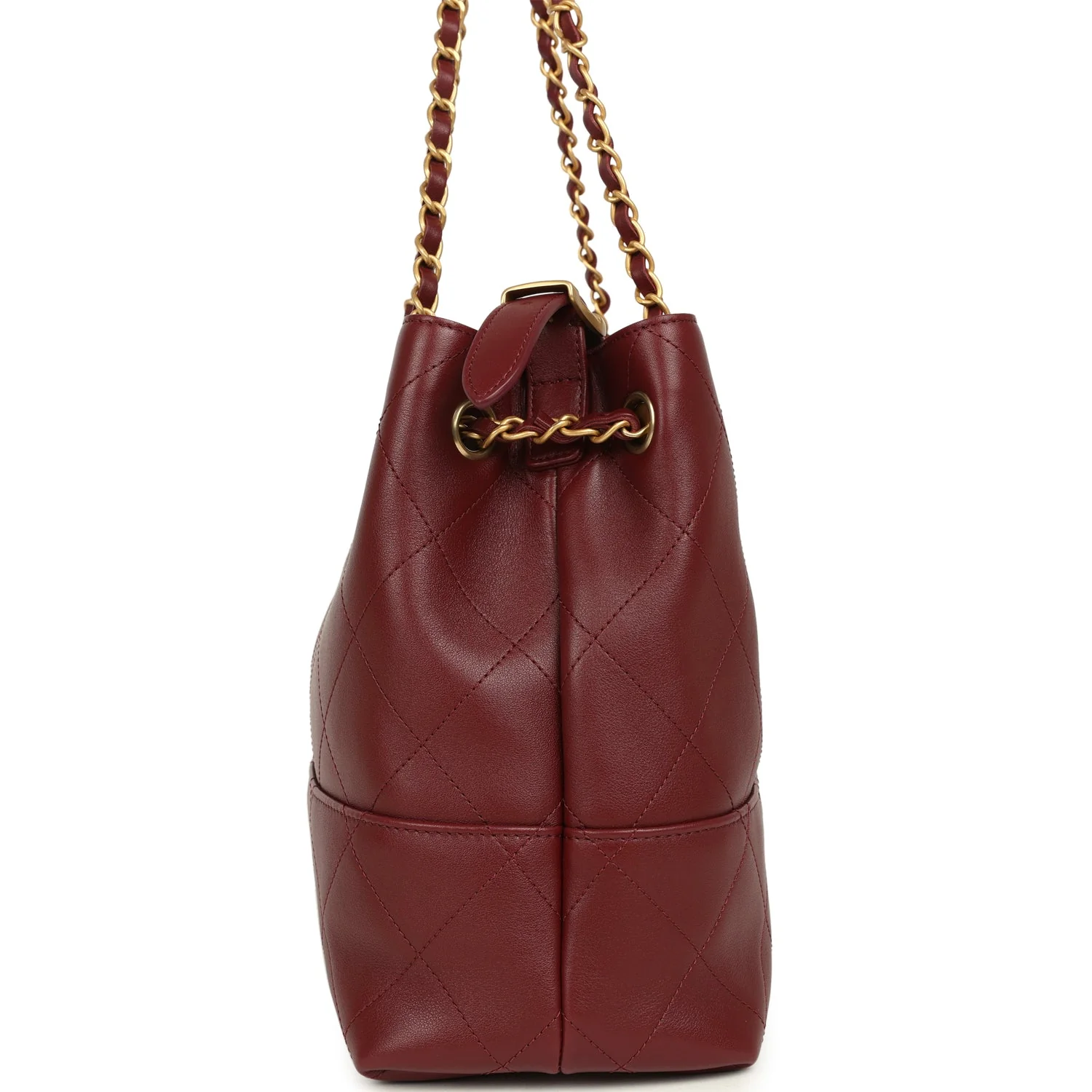 Chanel Small Coco Hobo Bag Burgundy Calfskin Antique Gold Hardware