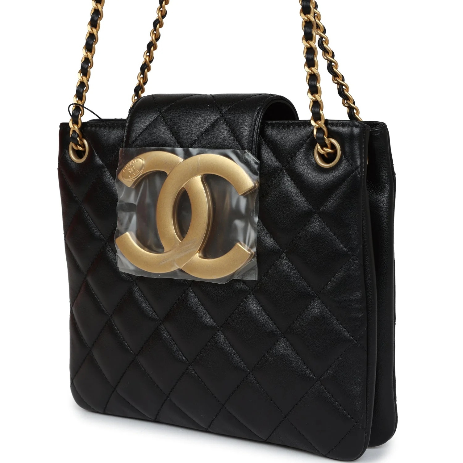 Chanel Small CC Shoulder Bag Black Lambskin Antique Gold Hardware