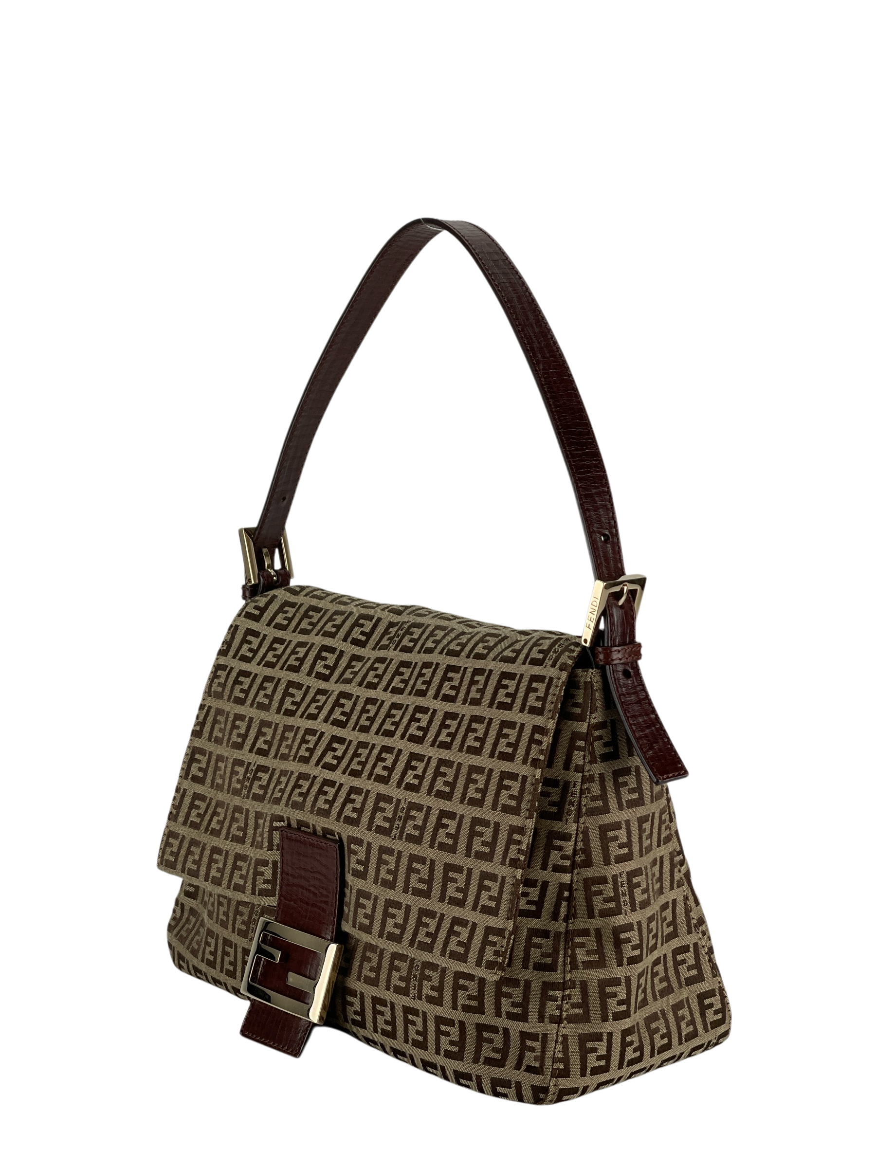 FENDI - Beige Zucca Mamma Baguette Handbag Silver Hardware