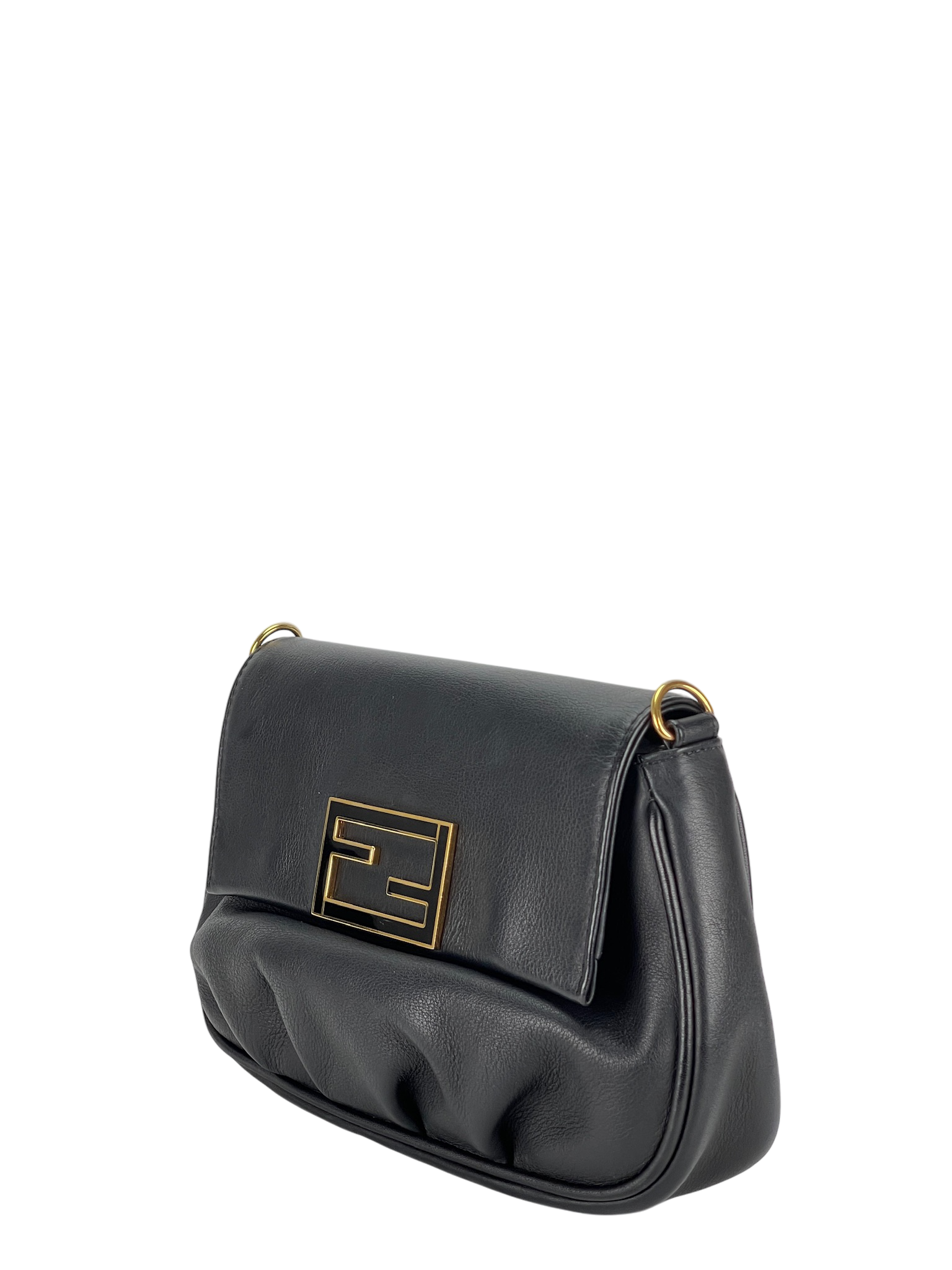 FENDI - Black Leather Chain Shoudler Messager