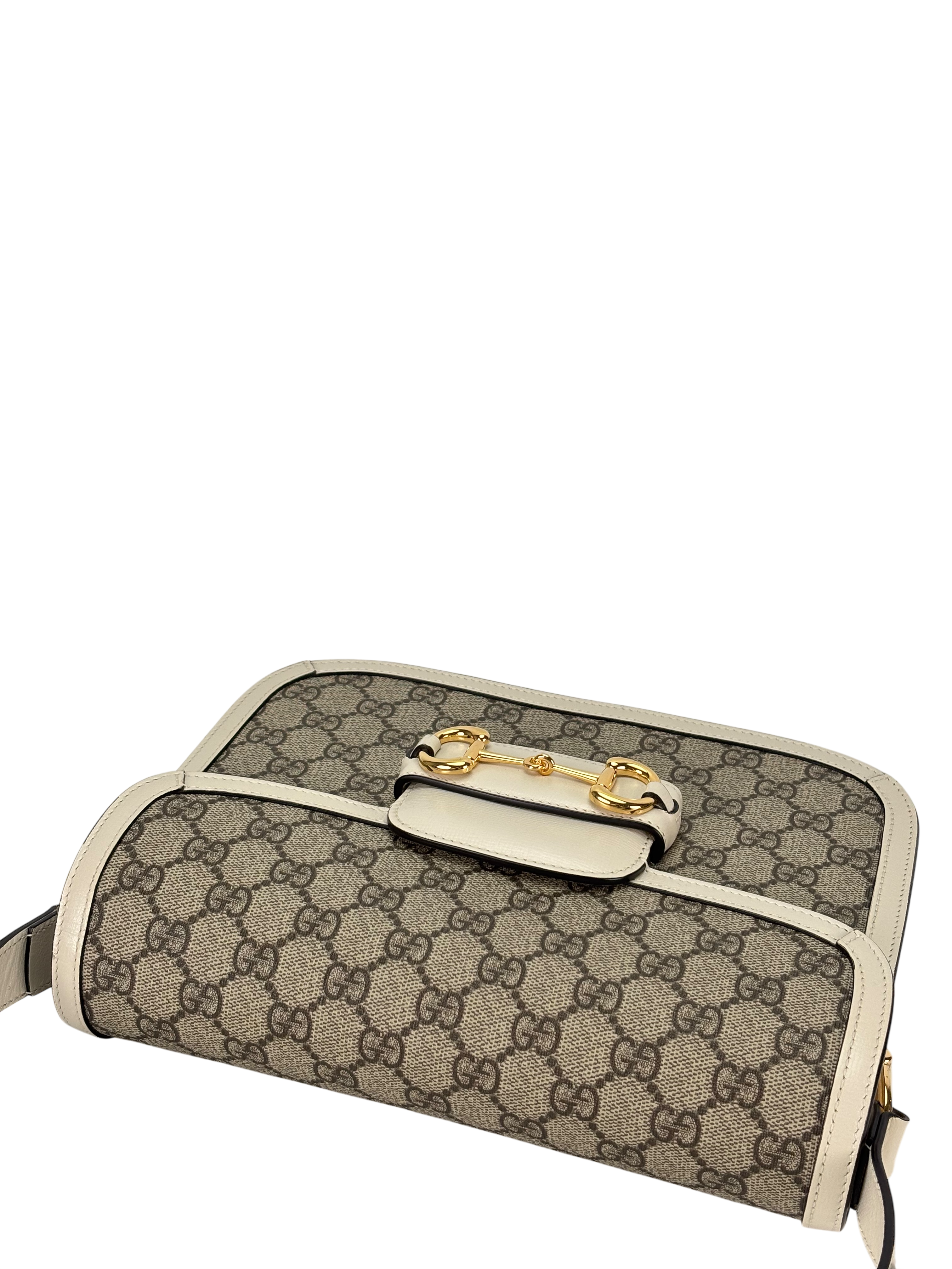 GUCCI - 1955 Horsebit Shoulder Bag Beige White