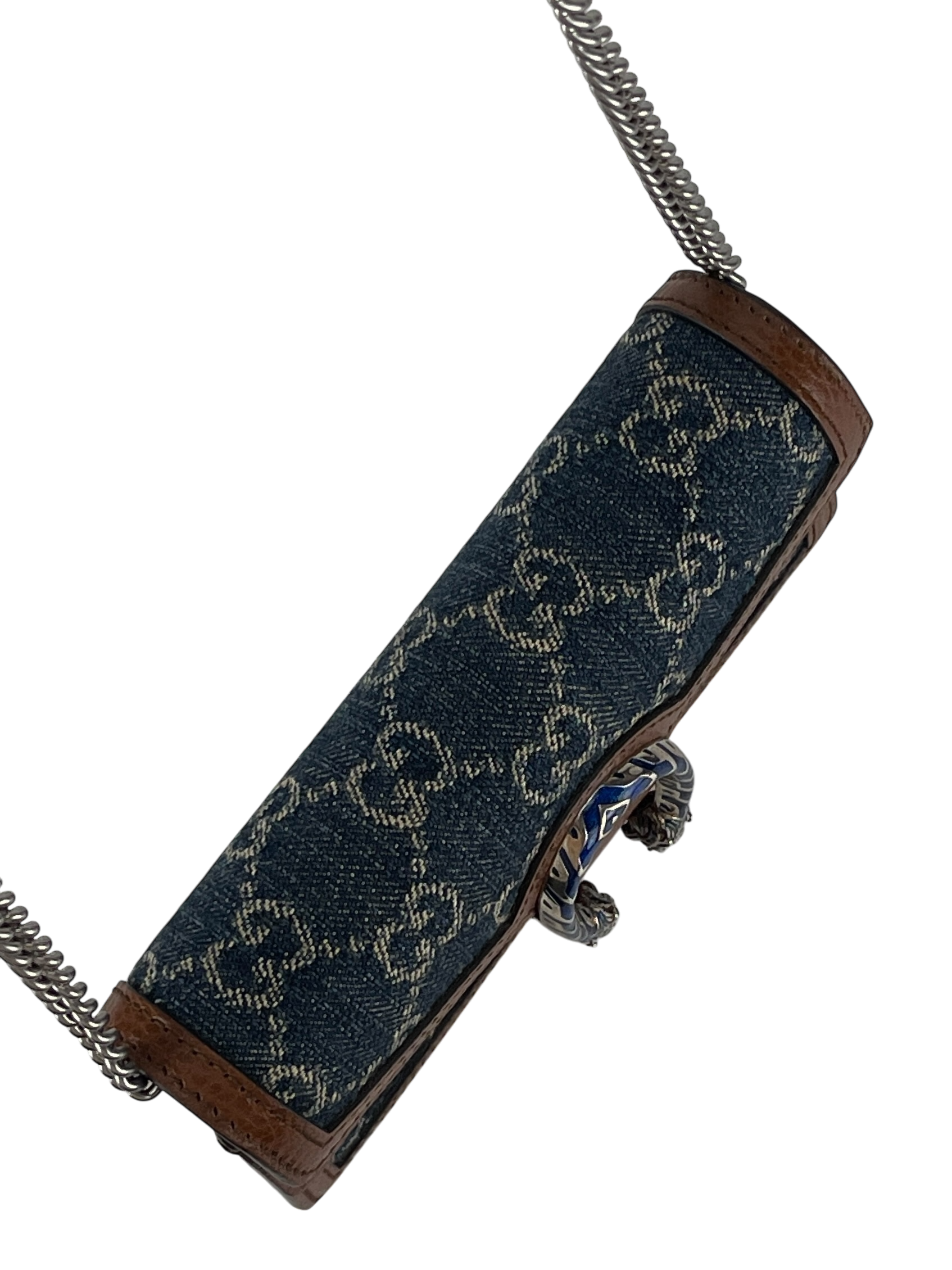 GUCCI - Denim GG Dollar Enamel Super Mini Dionysus Shoulder Bag