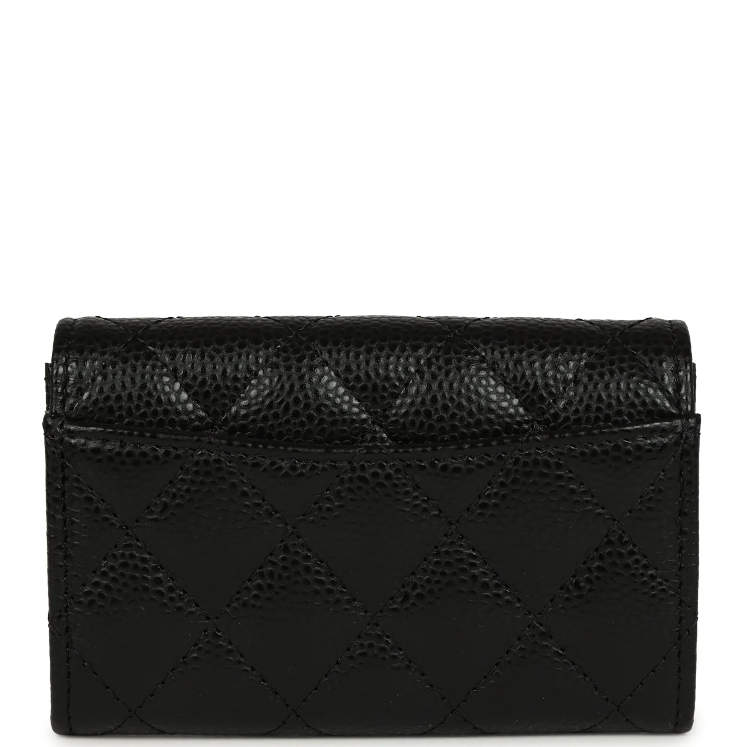 Chanel Classic Card Holder Wallet Black Caviar Silver Hardware