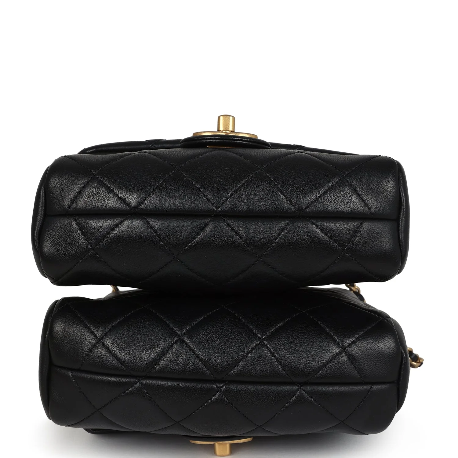 Pre-owned Chanel Twins Side Pack Black Lambskin Faux Pearls & Brushed Gold Hardware