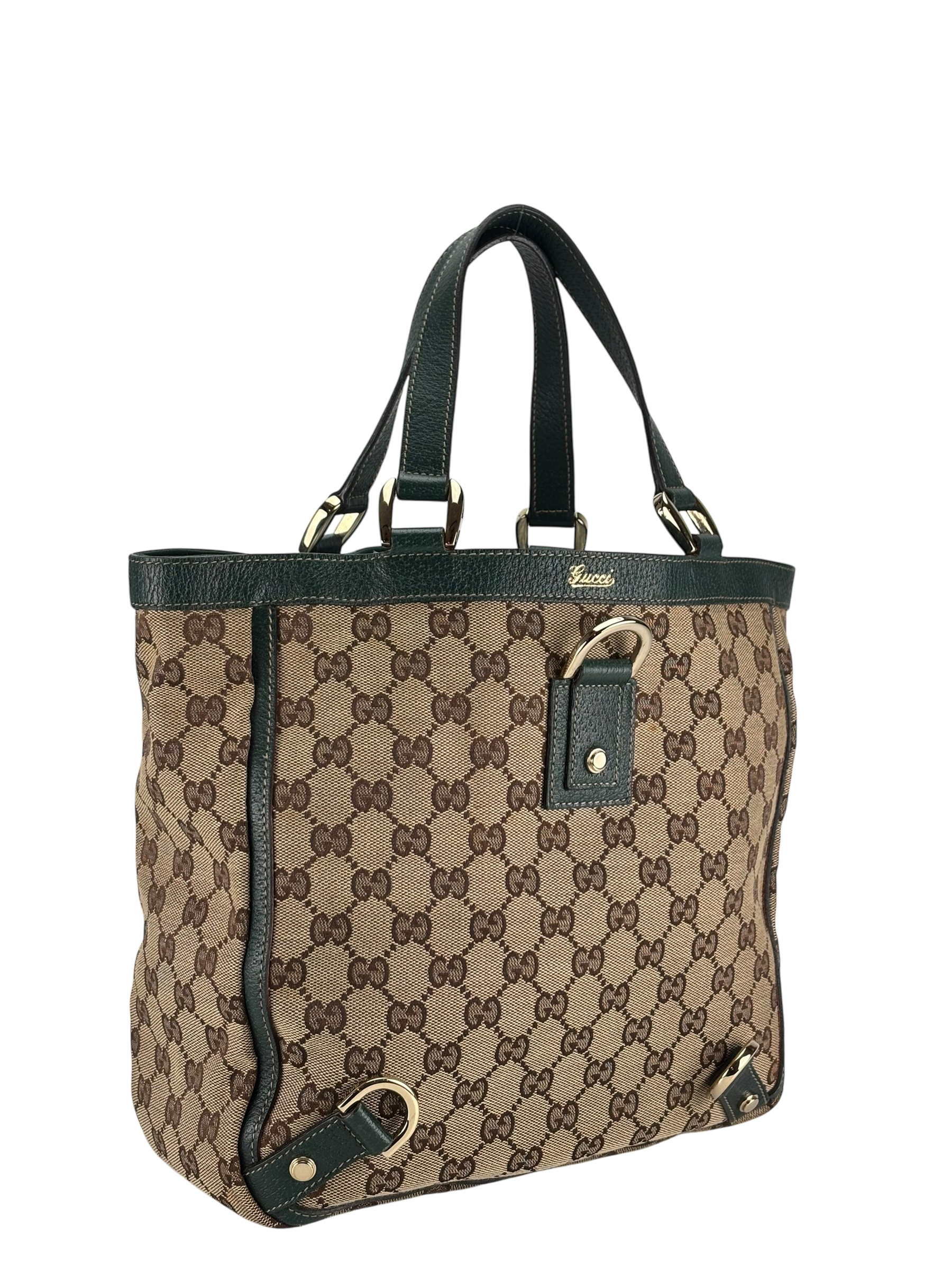 GUCCI - Green GG Canvas Small Abbey Tote Handbag
