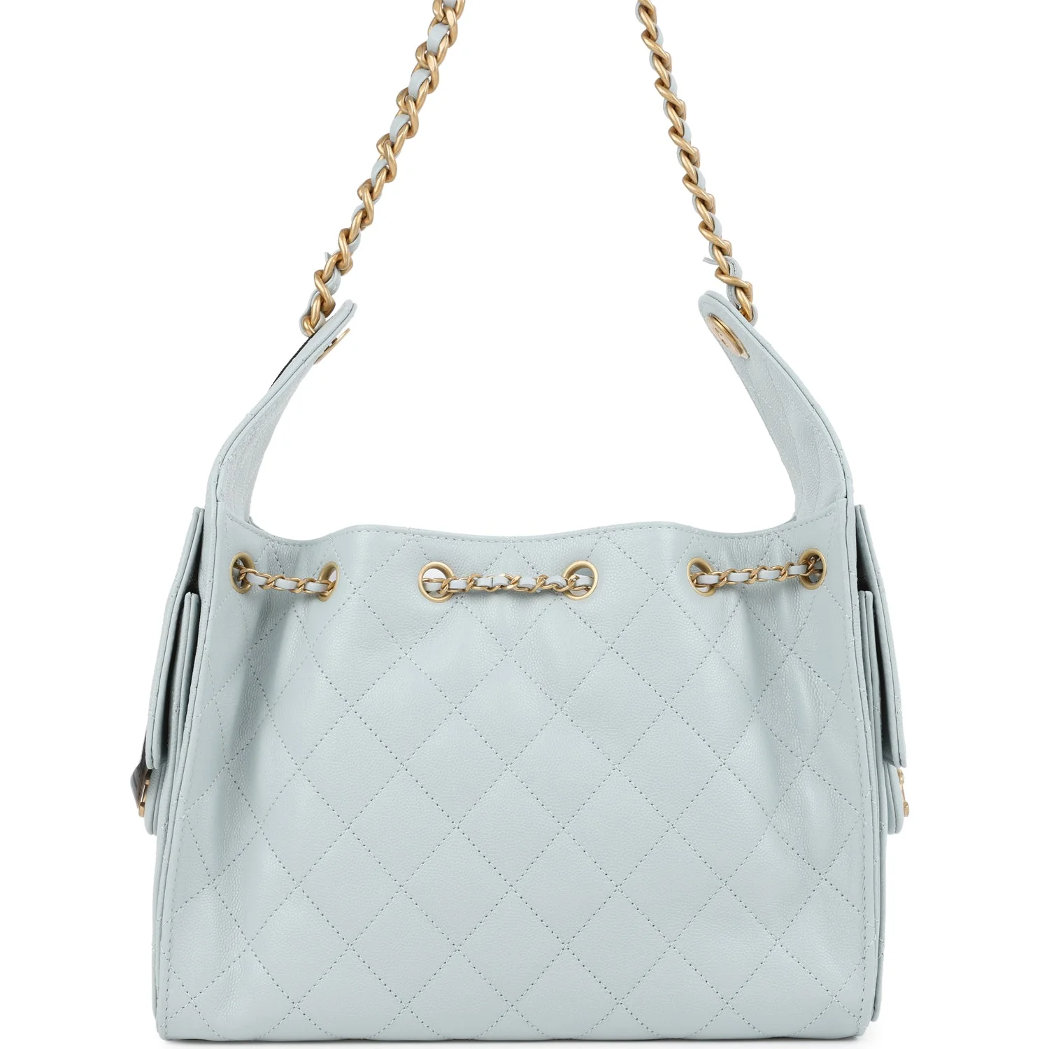 Chanel Small 25 Hobo Bag Light Blue Caviar Antique Gold Hardware