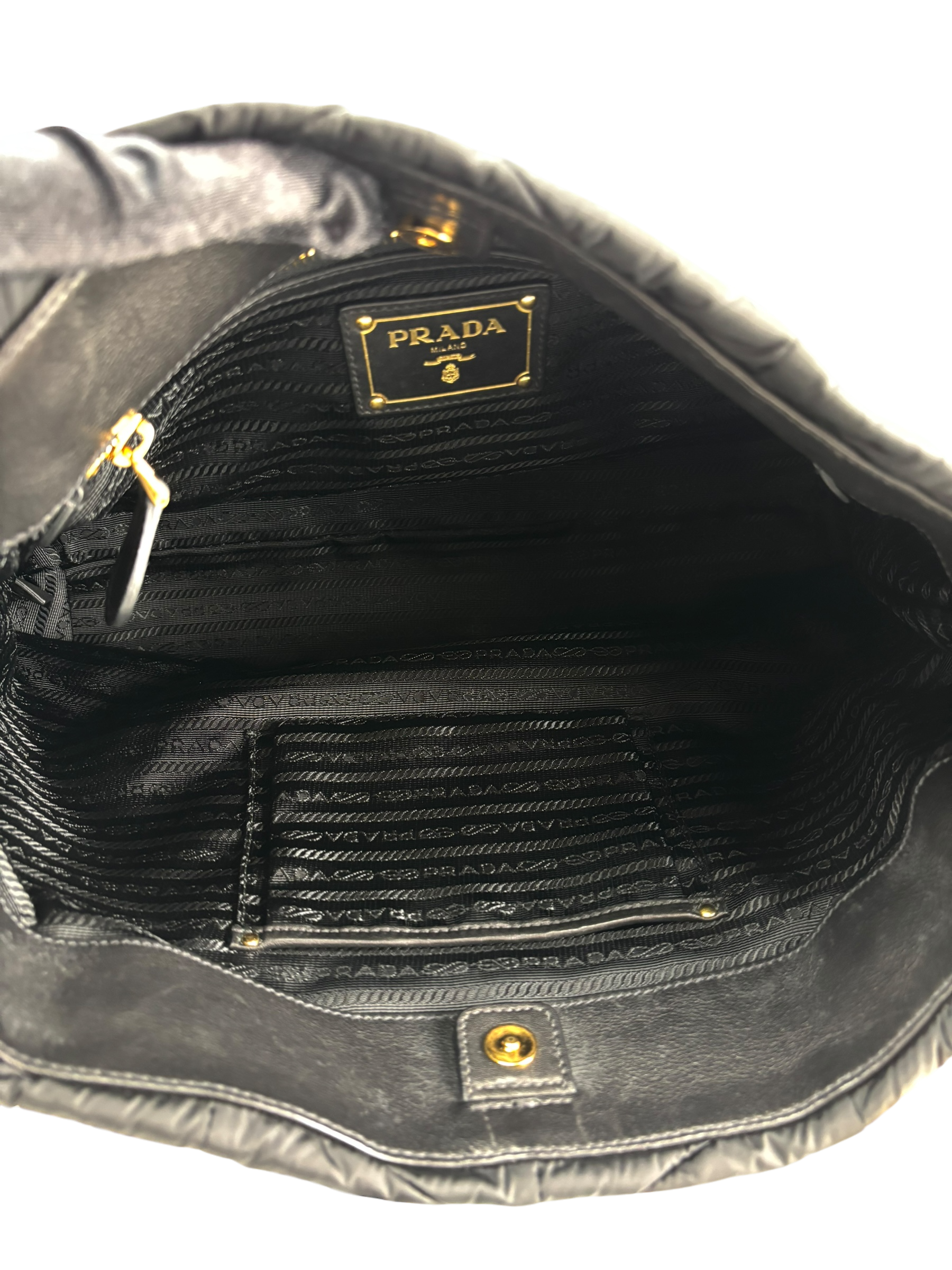 PRADA - Black Nylon Tote Impuntu Tessuto Shoulder Bag