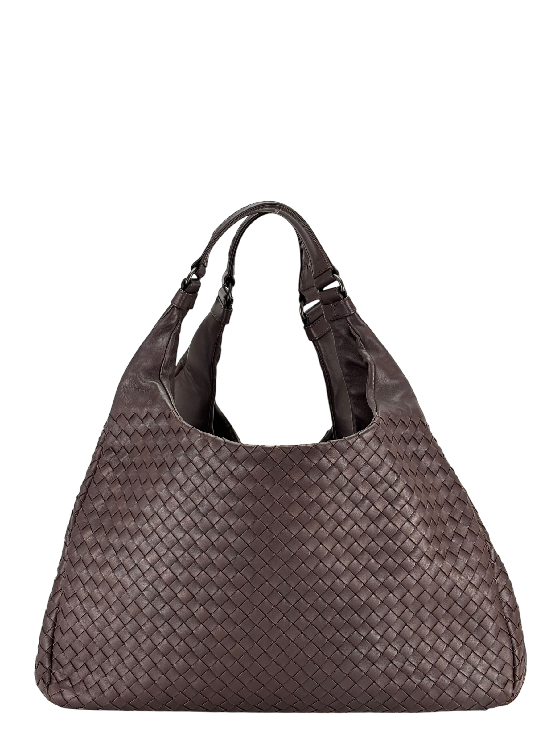 BOTTEGA VENETA - Dark Red Lambskin Campana Leather HandBag