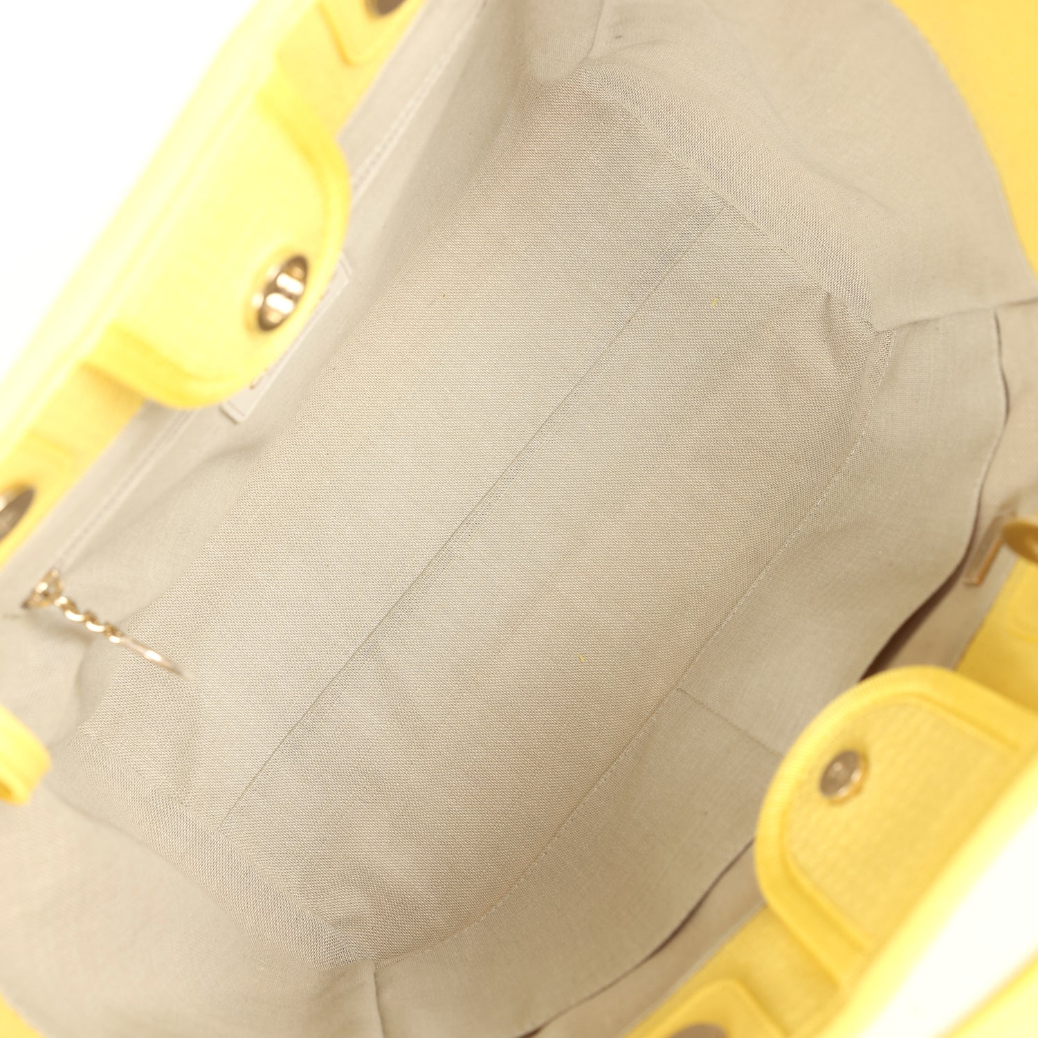 Chanel Small Deauville Shopping Tote Yellow Canvas Light Gold Hardware