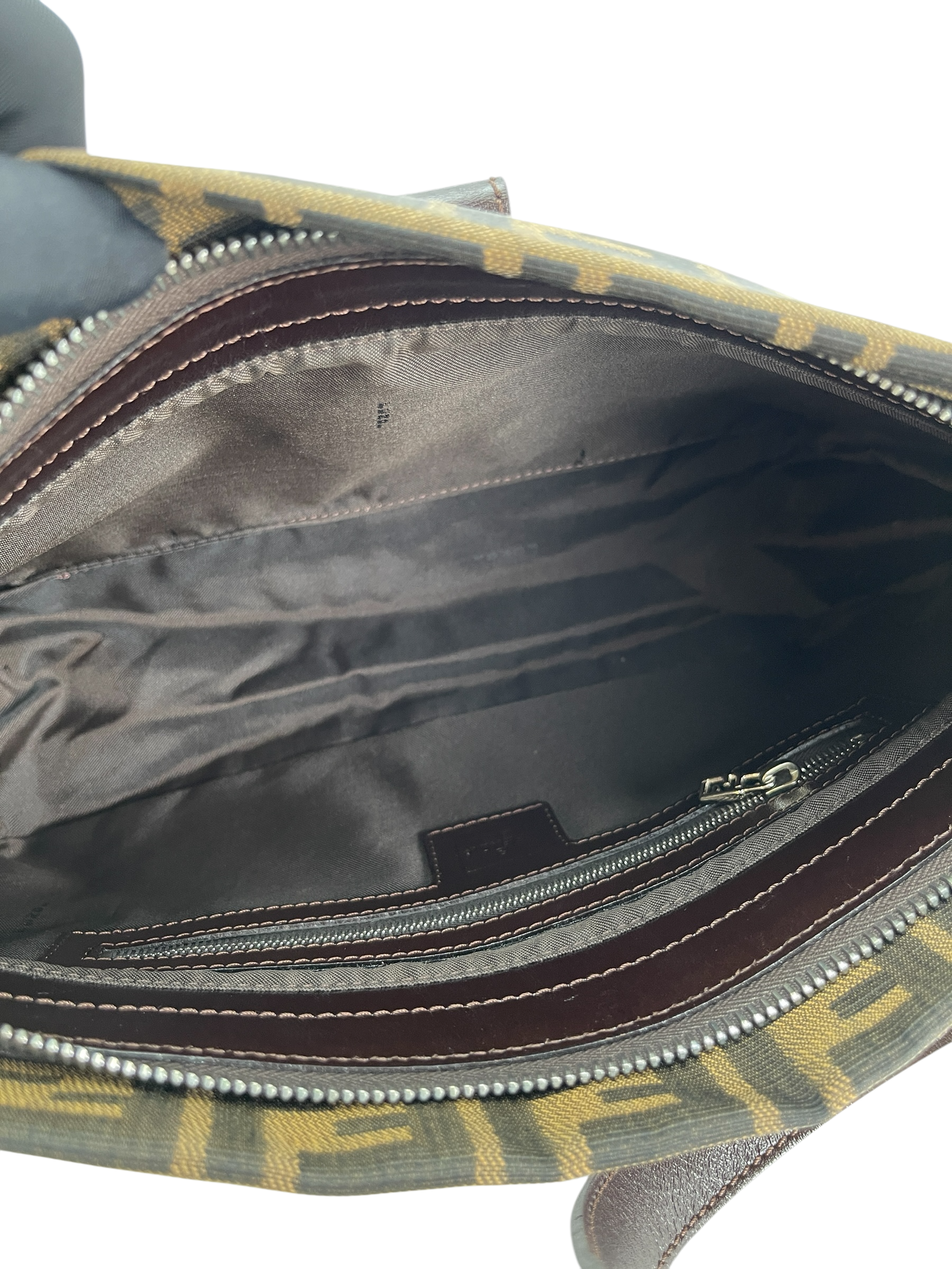 FENDI - Canvas Zucca Shoulder Bag Silver Hardware