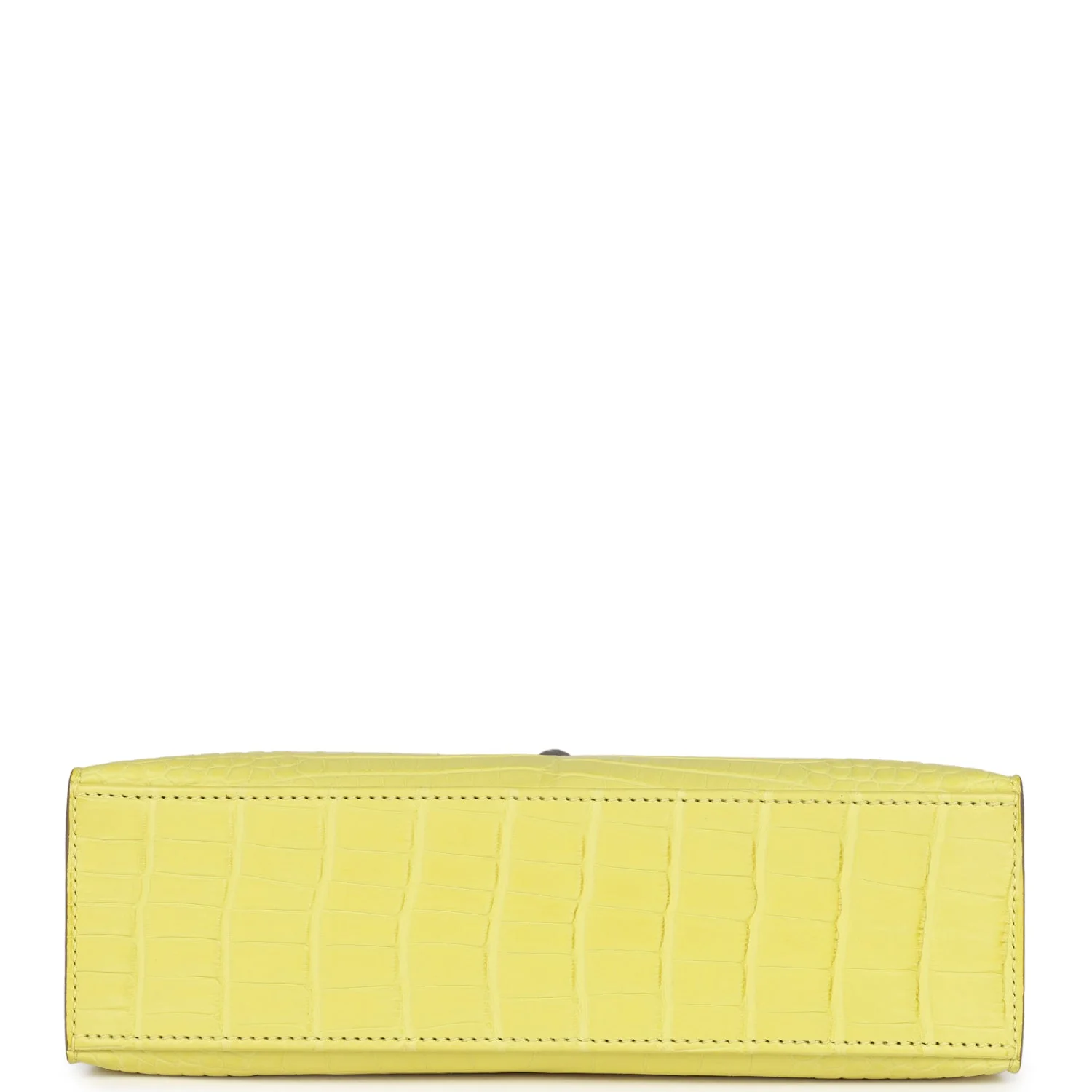 Hermes Kelly Pochette Lime Matte Alligator Palladium Hardware