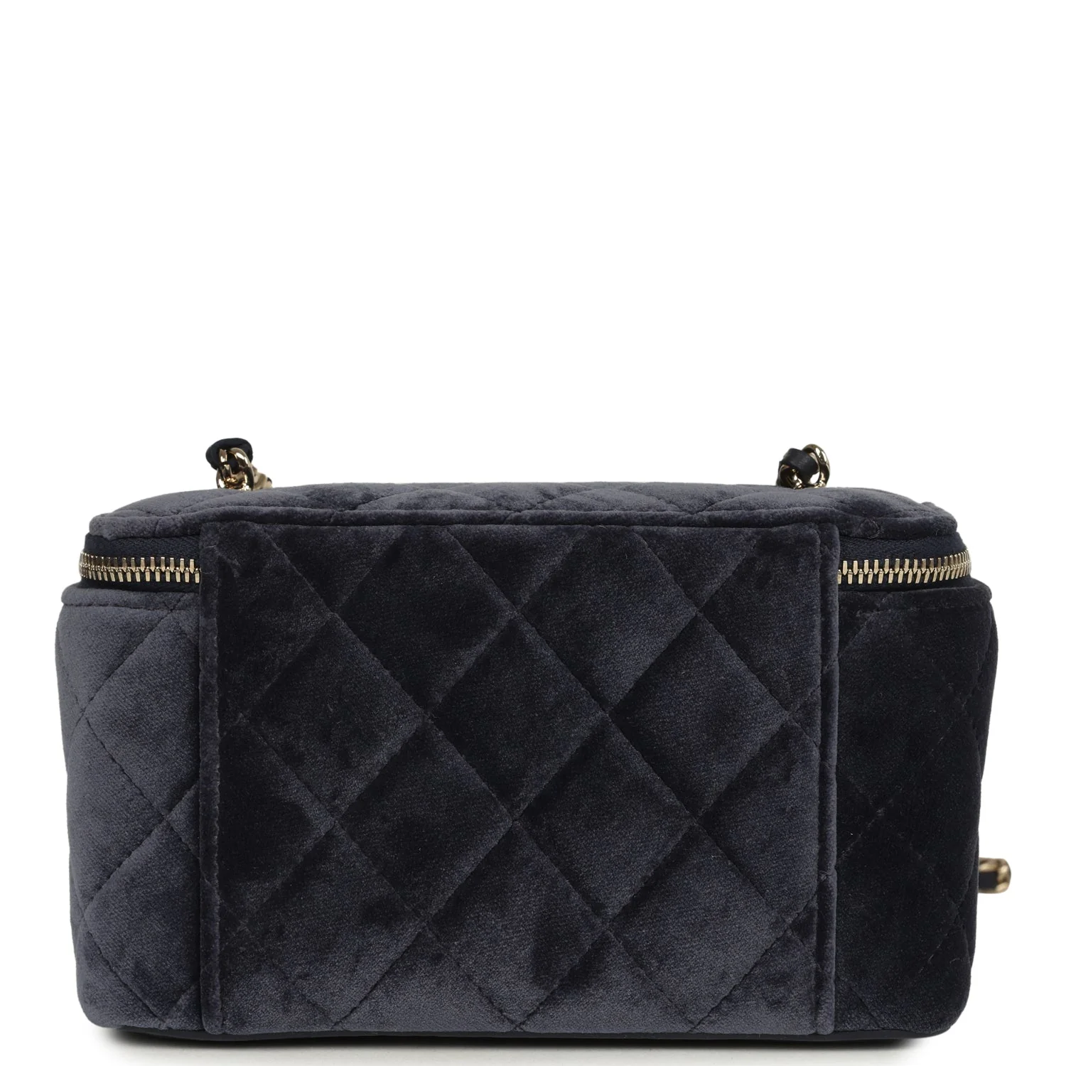 Chanel Small Crystal Pearl Crush Vanity Case Gris Fonce Velvet Light Gold Hardware