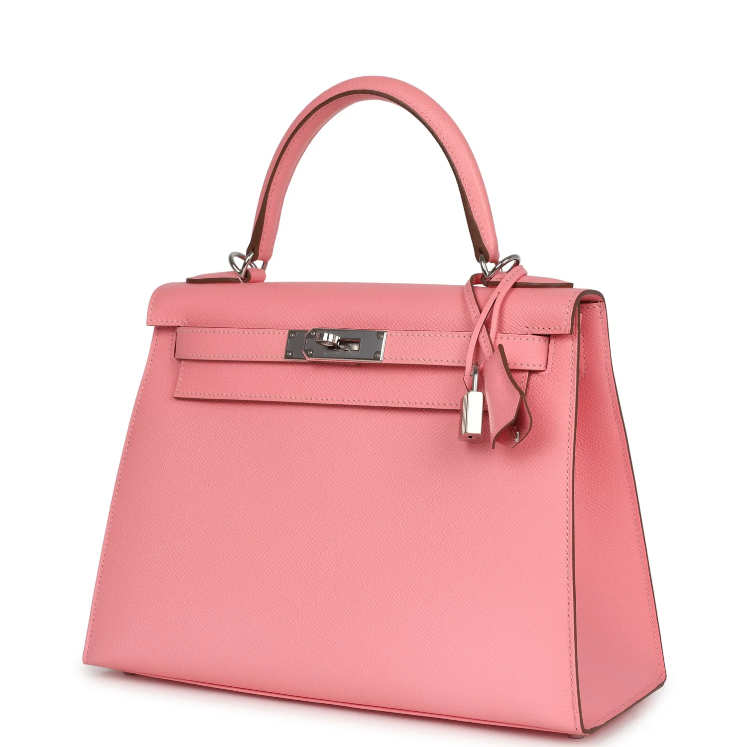 Pre-owned Hermes Kelly Sellier 28 Rose Confetti Epsom Palladium Hardware